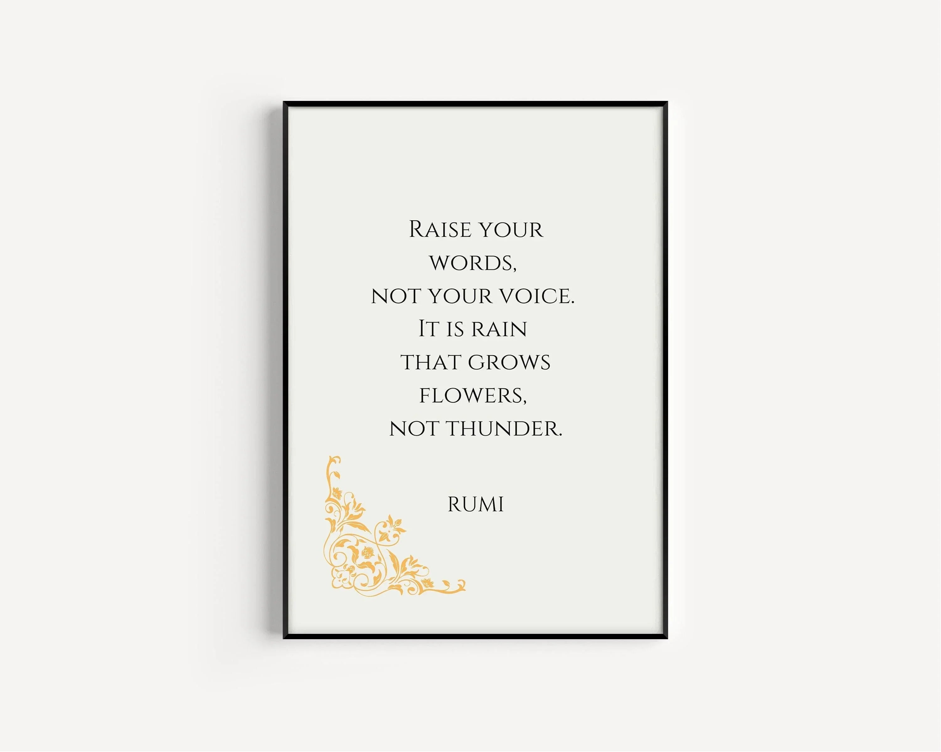 Rumi - Rain and Thunder PRINT | Beige Inspirational Quote Poetry Poster
