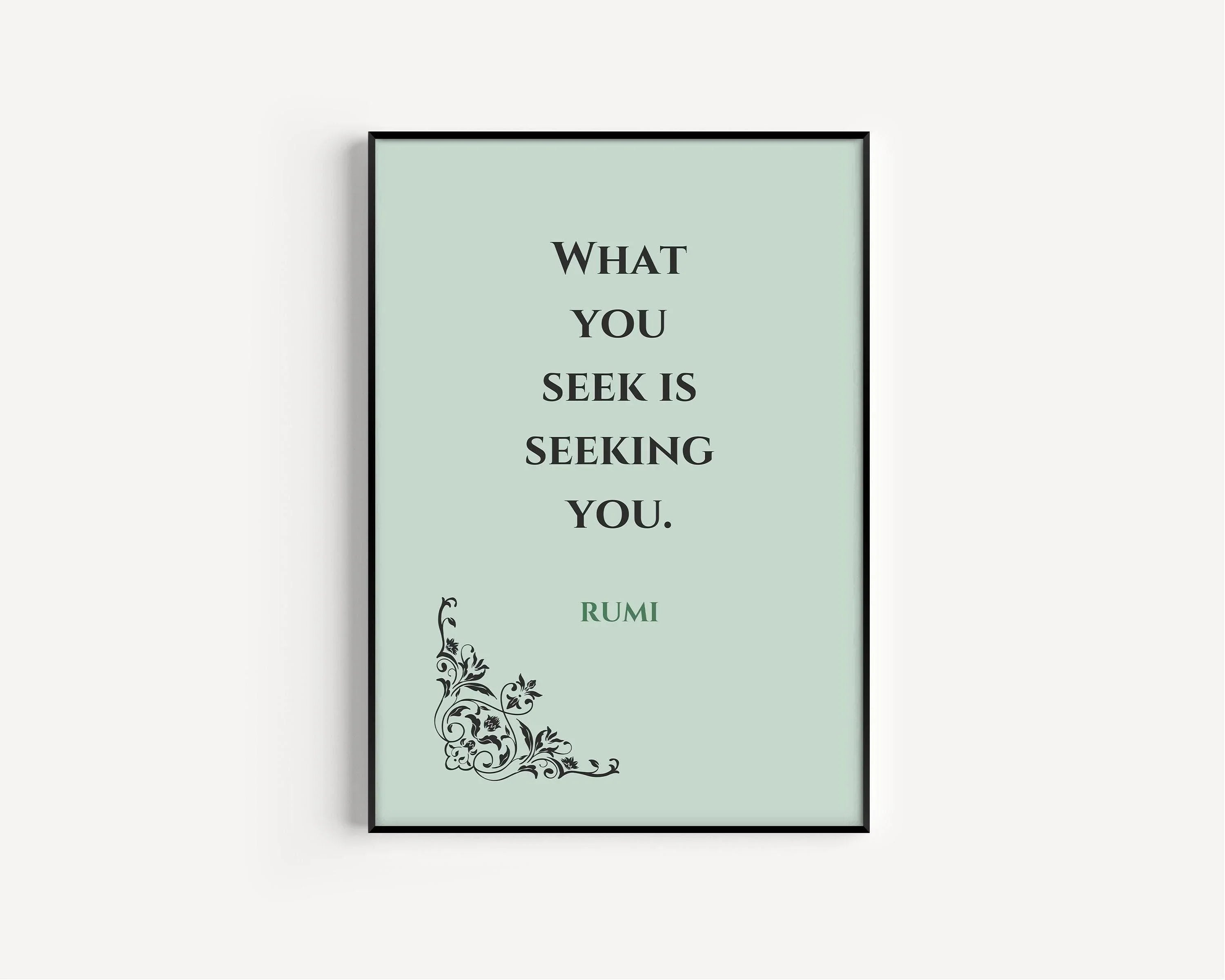 Rumi - Seek PRINT | Mint Green Inspirational Quote Poetry Poster