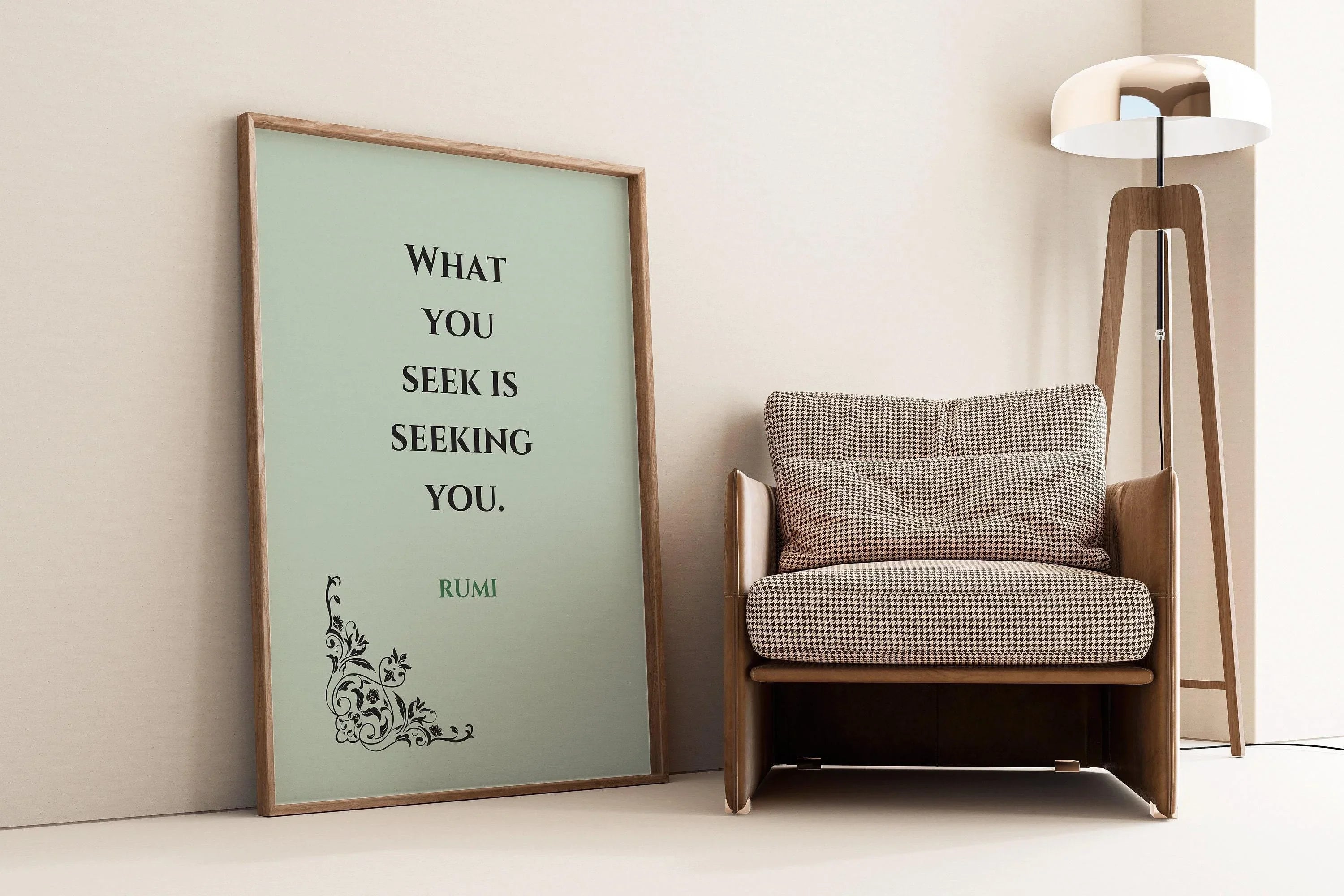 Rumi - Seek PRINT | Mint Green Inspirational Quote Poetry Poster