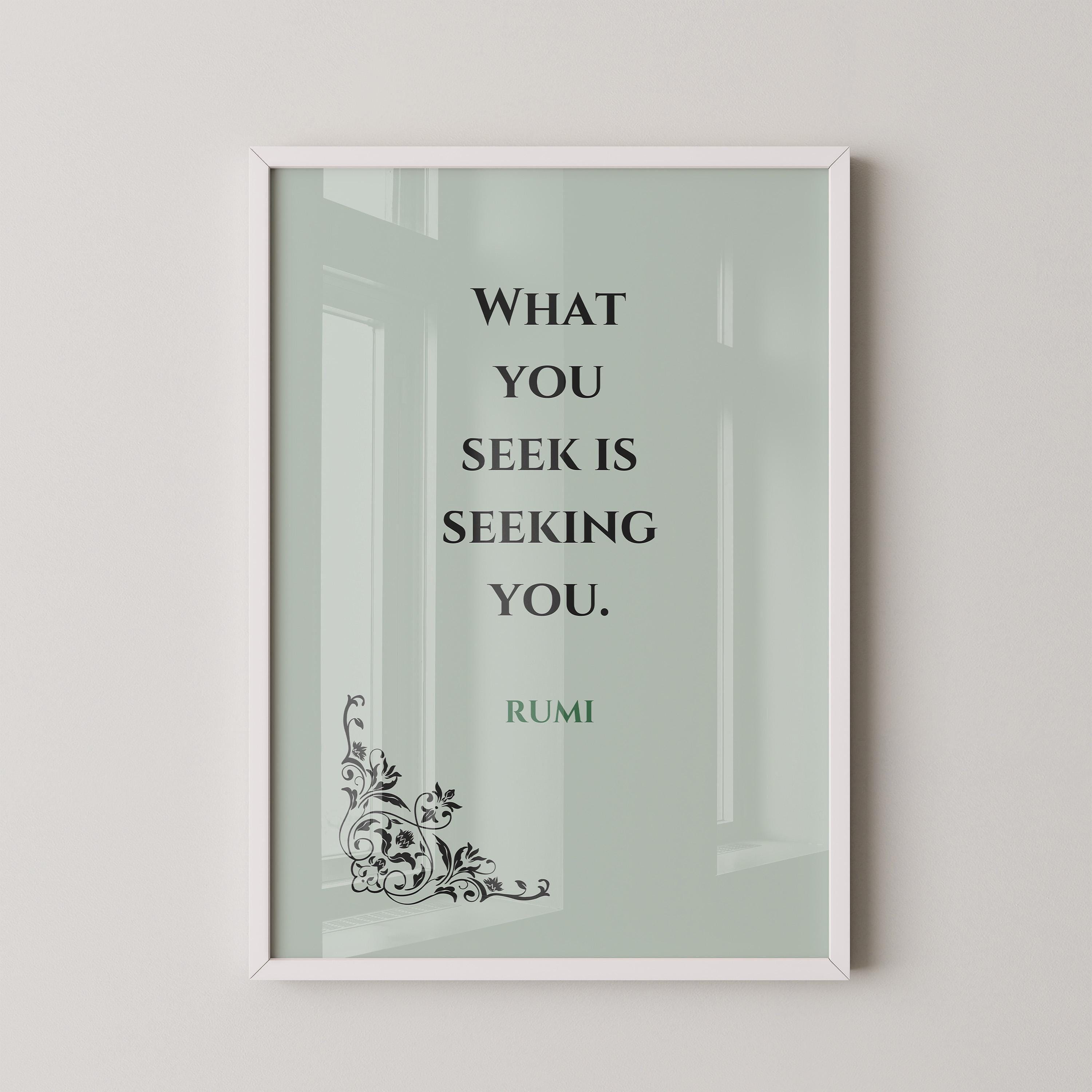 Rumi - Seek PREMIUM GICLÉE PRINT | Mint Green Inspirational Quote Poetry Poster (available handframed or unframed) - 9ArtPrints
