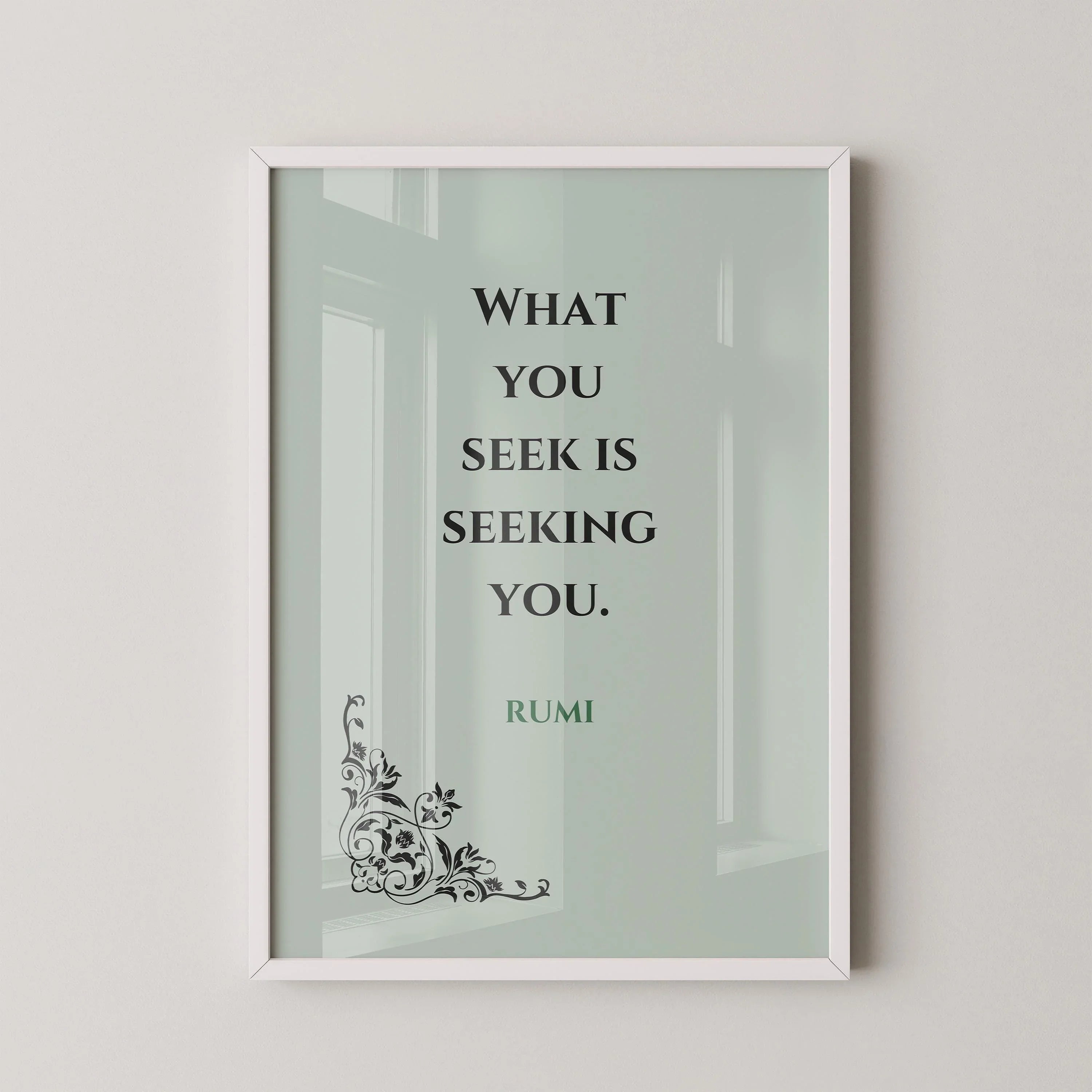 Rumi - Seek PRINT | Mint Green Inspirational Quote Poetry Poster