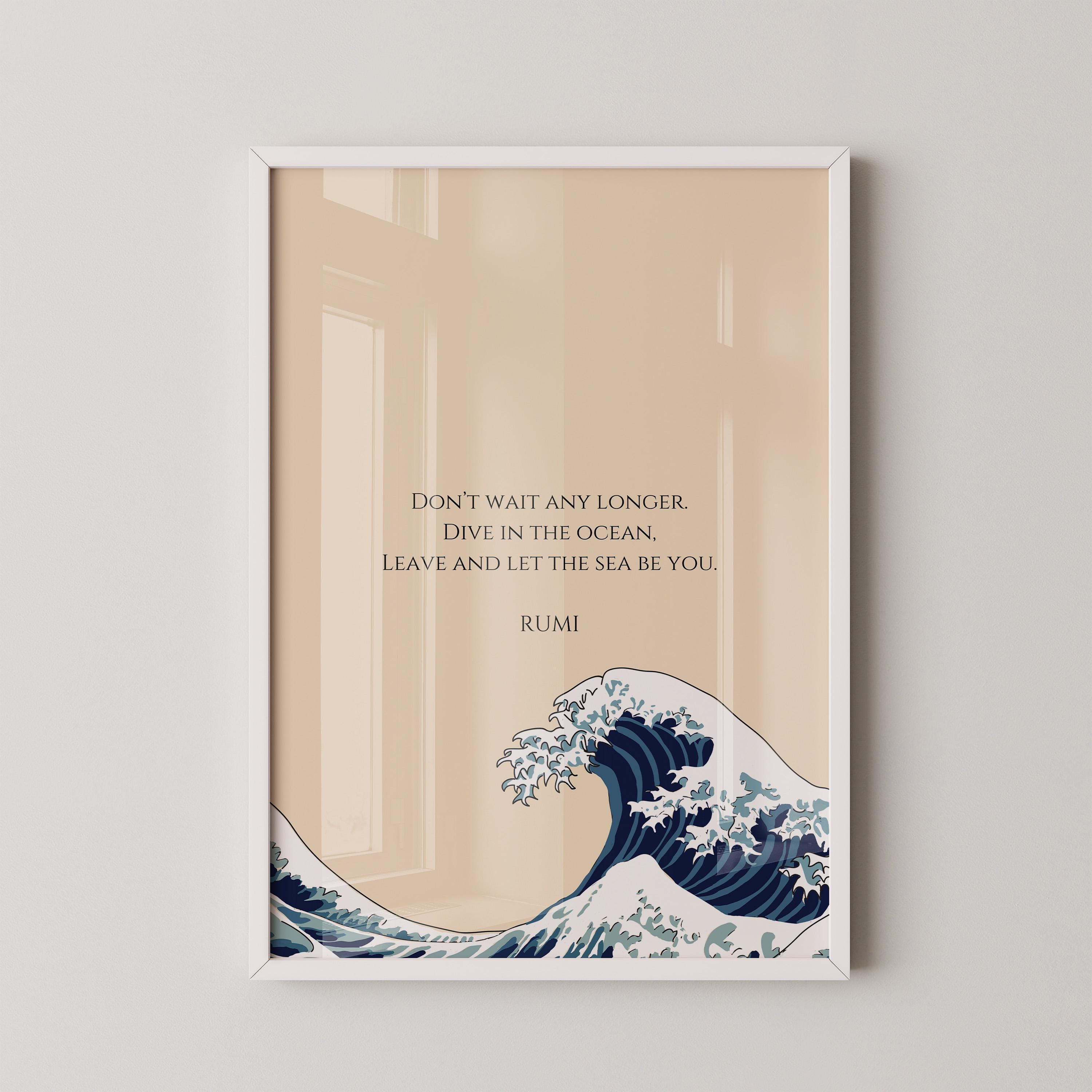 Rumi - Wave PREMIUM GICLÉE PRINT | Beige Inspirational Quote Poetry Poster (available handframed or unframed) - 9ArtPrints