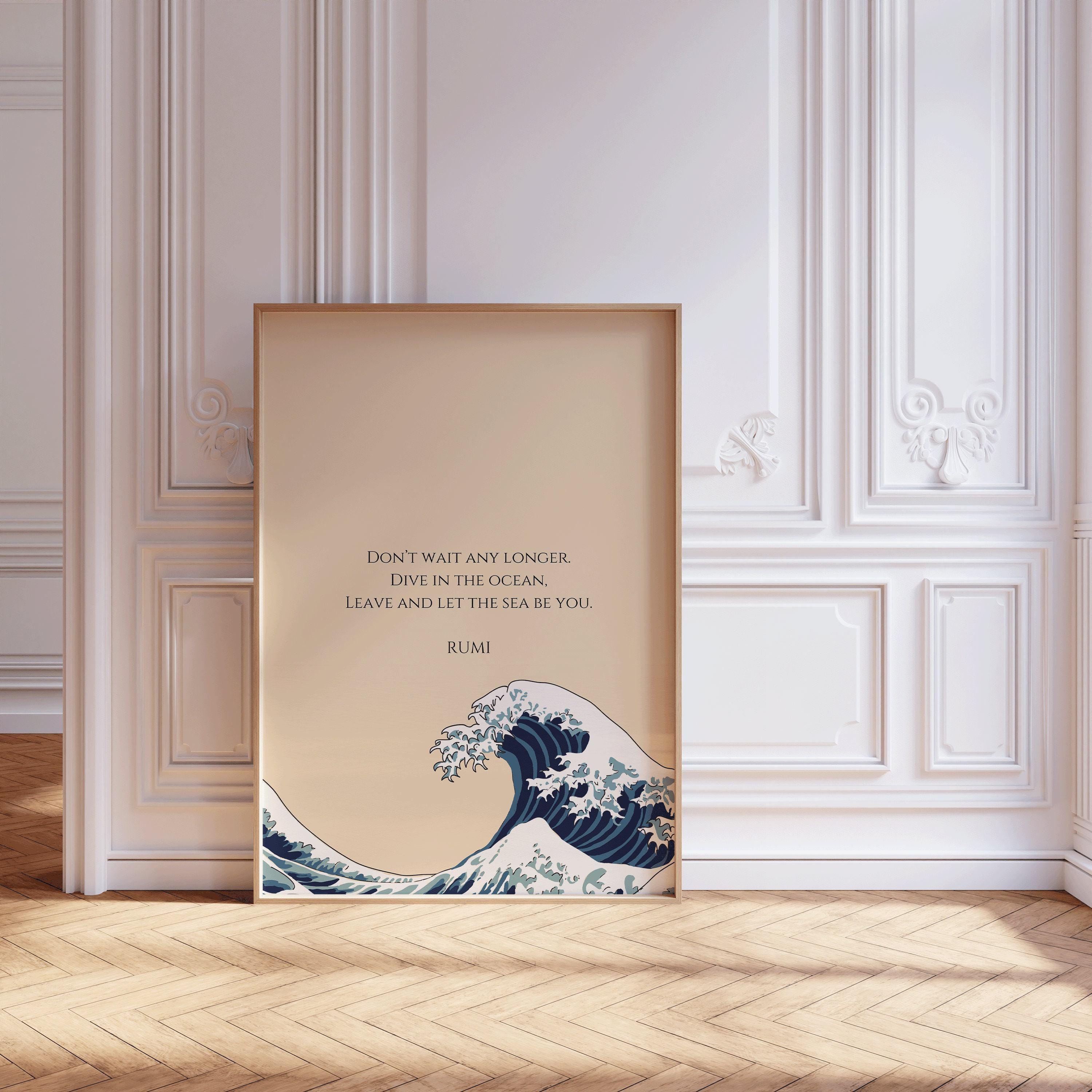 Rumi - Wave PREMIUM GICLÉE PRINT | Beige Inspirational Quote Poetry Poster (available handframed or unframed) - 9ArtPrints