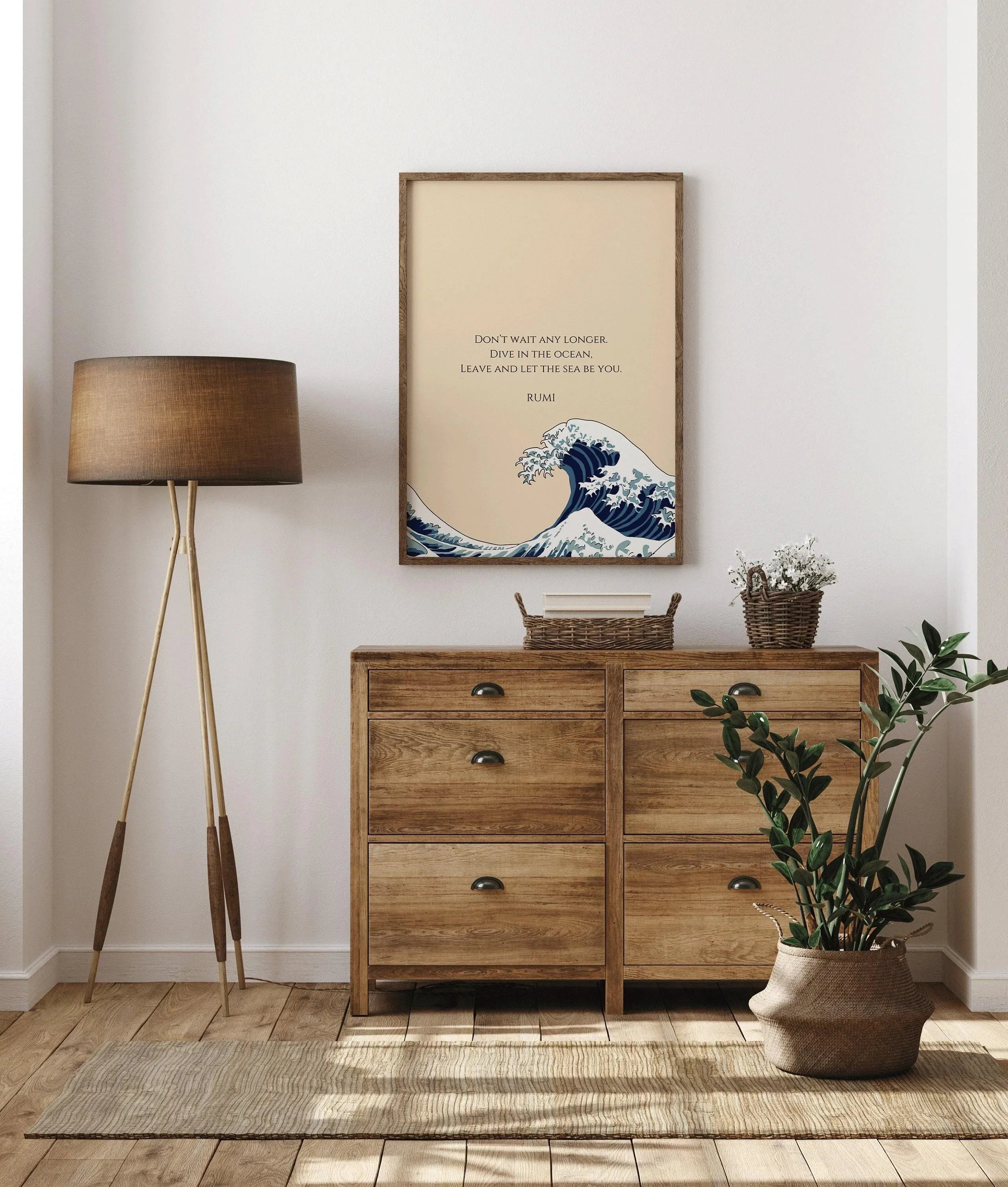 Rumi - Wave PRINT | Beige Inspirational Quote Poetry Poster