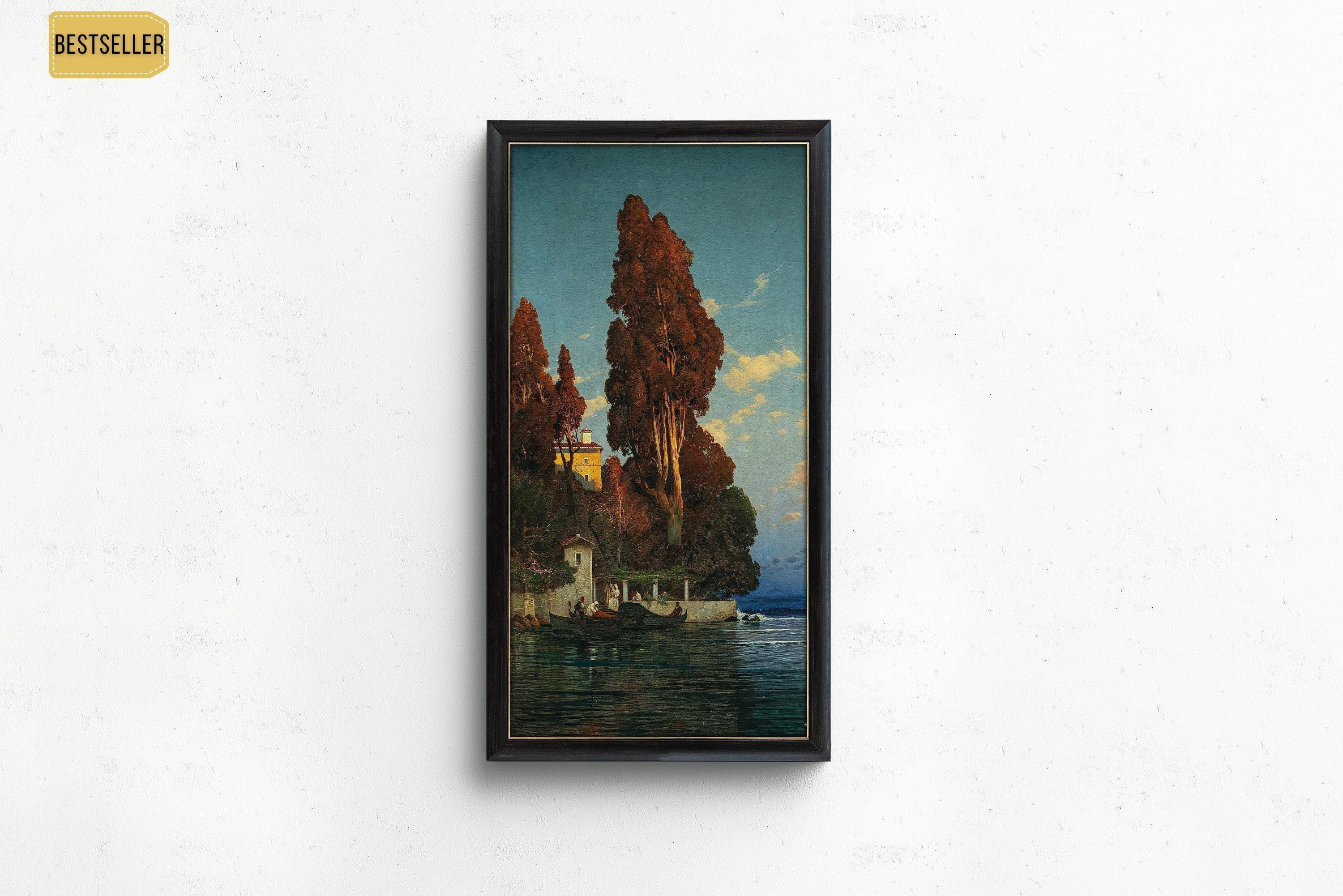 Salomon Corrodi - An Italian Lake | Vintage Orientalist Tall Narrow Vertical Art (available handframed or unframed) 2x1 - 9ArtPrints