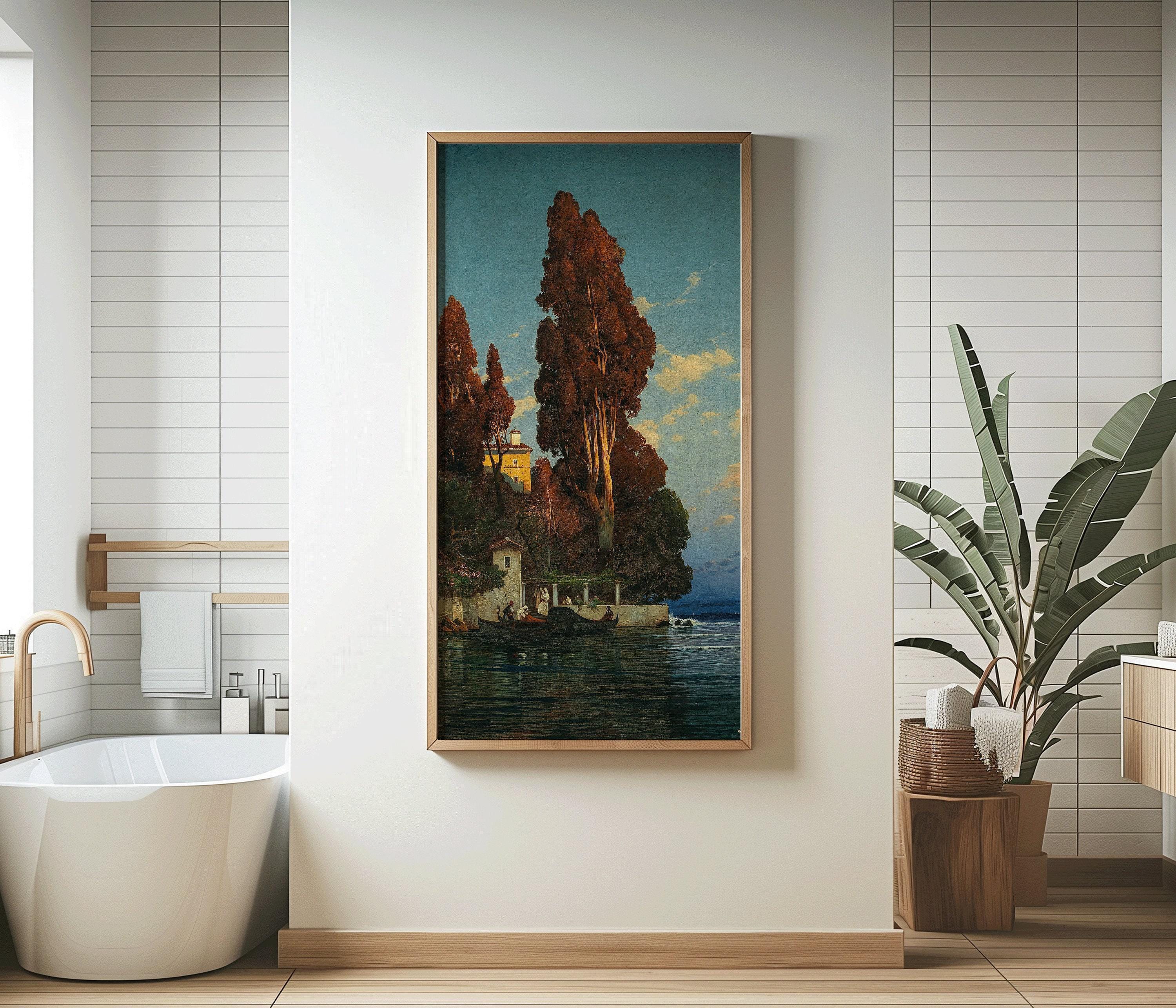 Salomon Corrodi - An Italian Lake | Vintage Orientalist Tall Narrow Vertical Art (available handframed or unframed) 2x1 - 9ArtPrints