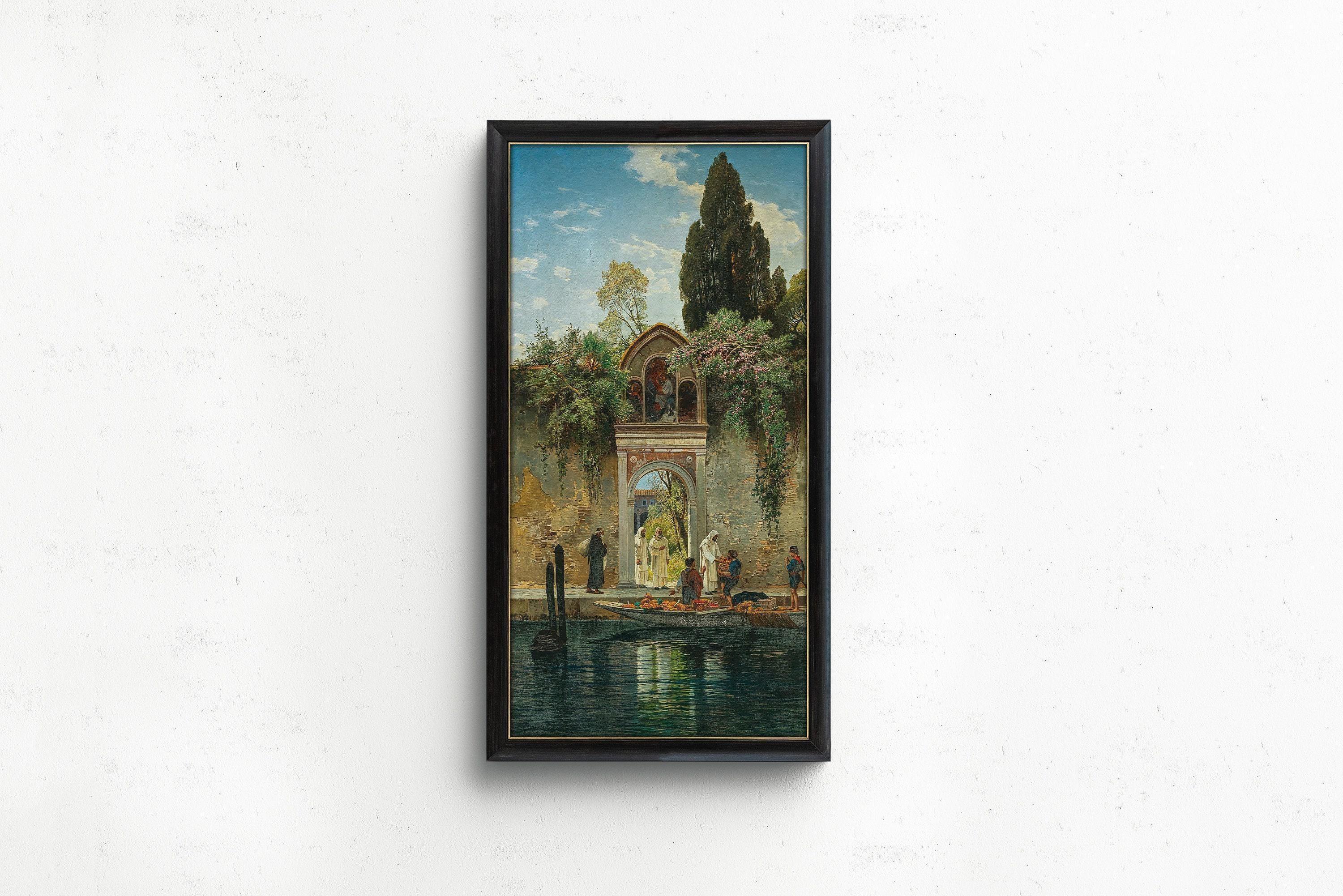 Salomon Corrodi - The Island Monastery of San Lazzaro, Venice | Vintage Orientalist Narrow Vertical Art (available framed or unframed) 2x1 - 9ArtPrints