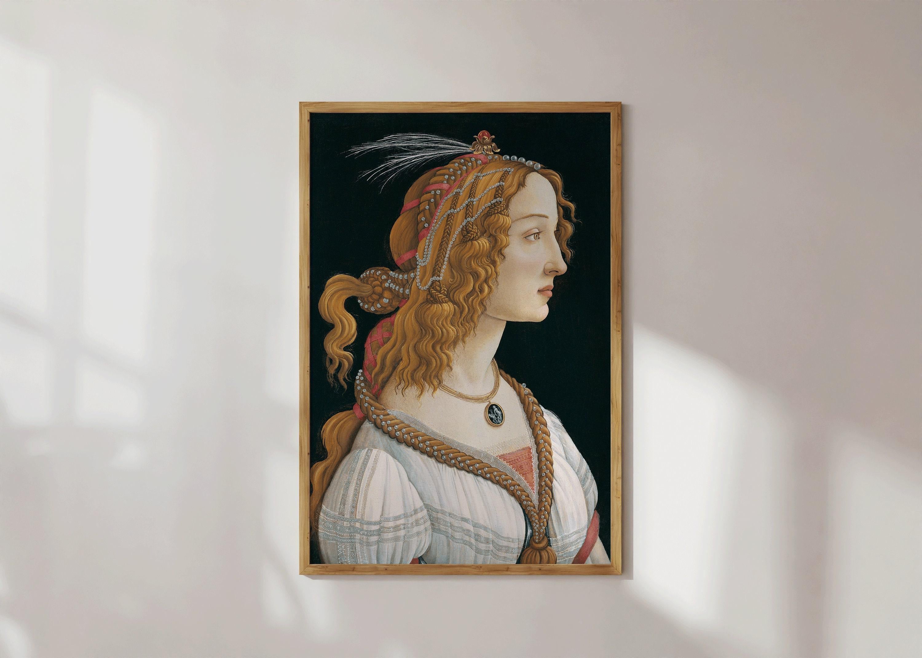 Sandro Botticelli - Idealized Portrait of a Lady (Vespucci) | Fine Art Renaissance (available handframed or unframed) - 9ArtPrints