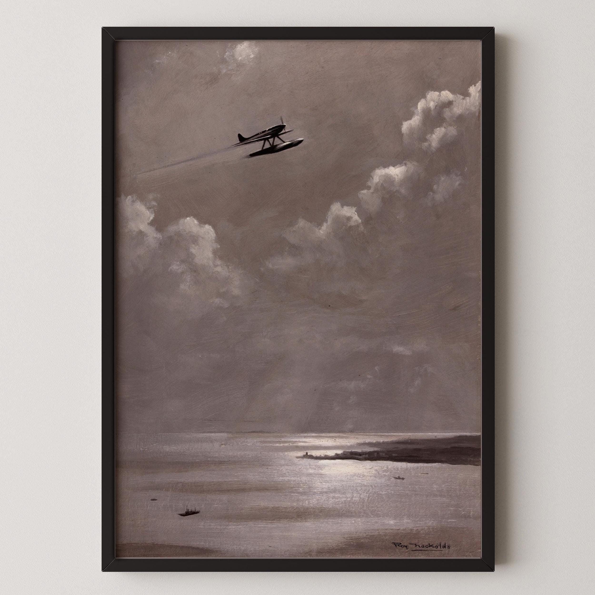 Seascape Giclée Print: WW2 Airplane Art by Roy Nockolds, Handframed - 9ArtPrints