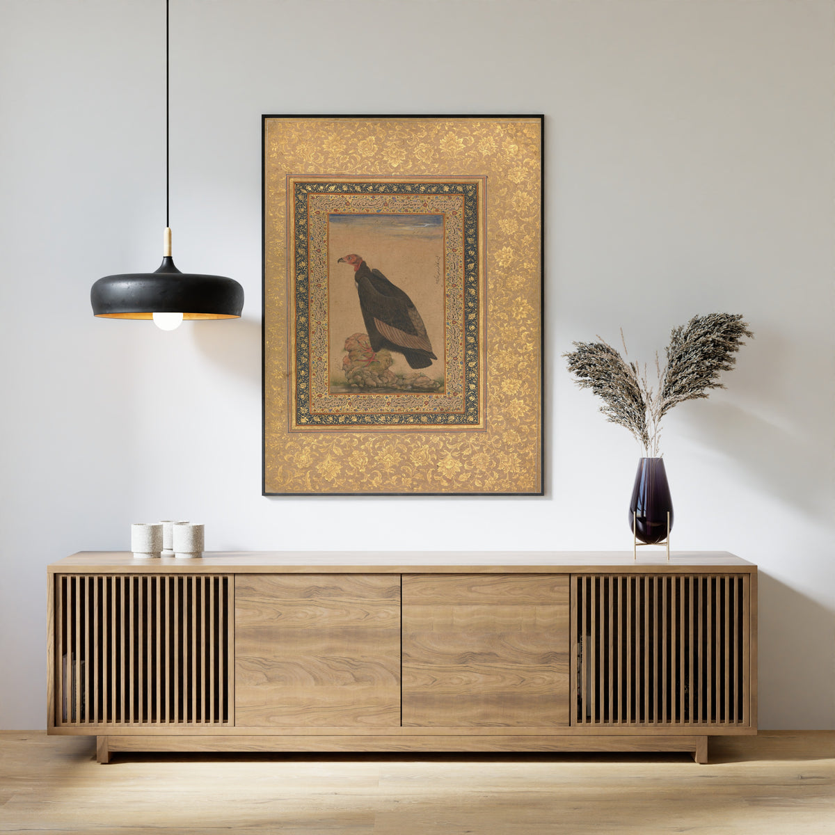 Shah Jahan Album: Red-Headed Vulture | Mughal Painting Art Print