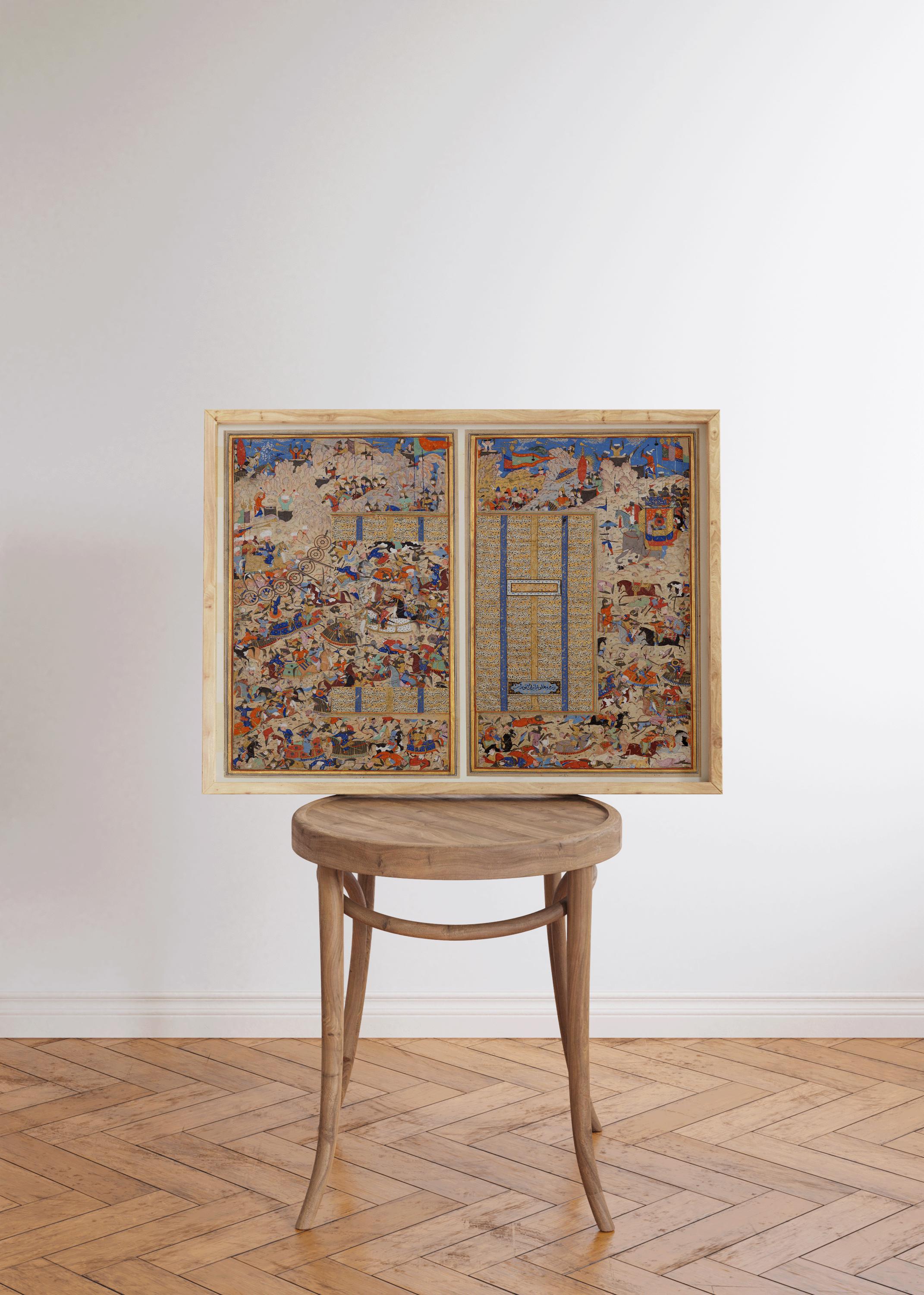 Shahnama Epic Art Print: Persian Miniature Battle Scene, Giclee on Hahnemühle Paper - 9ArtPrints