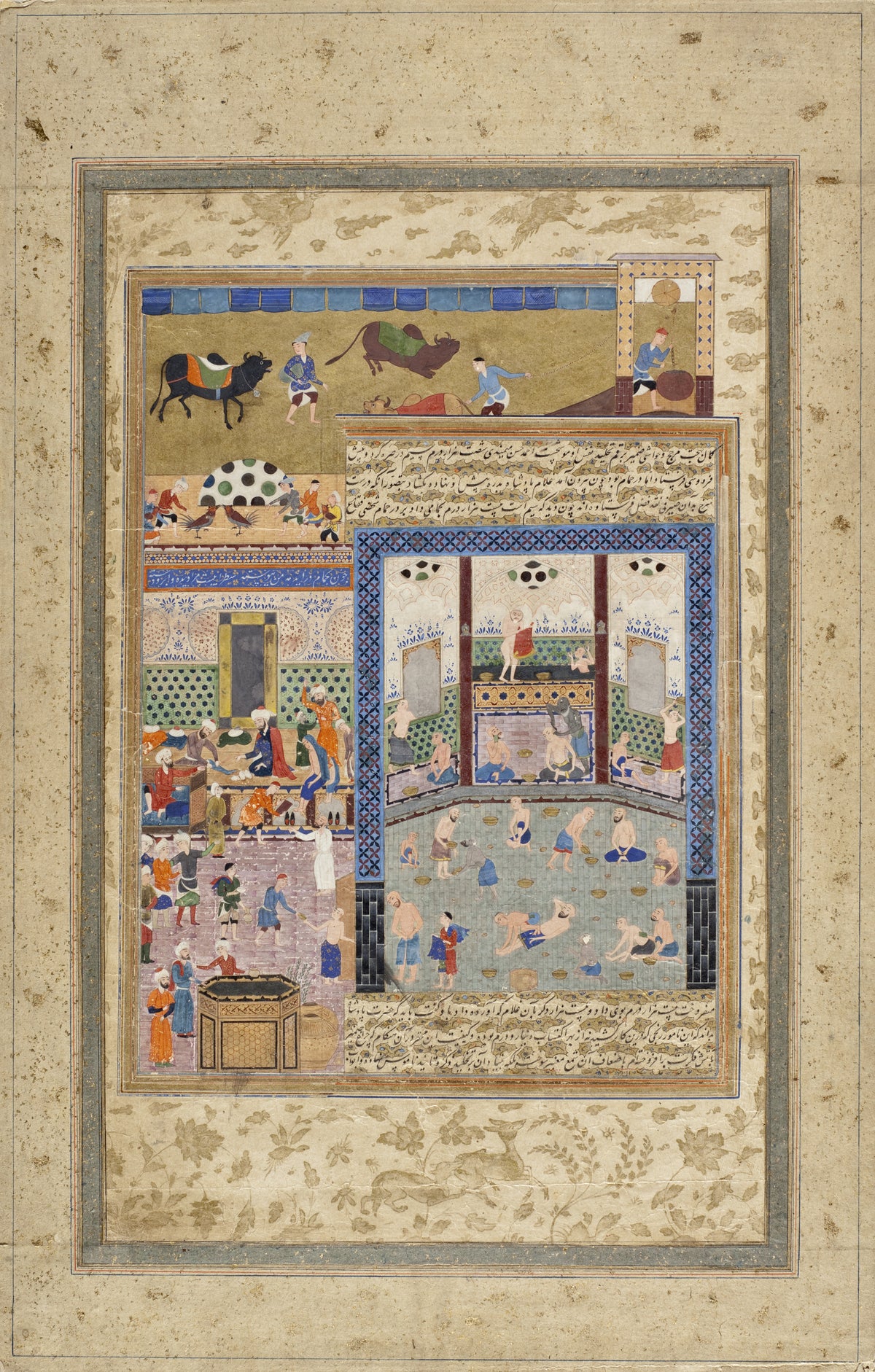 Shahnama: Firdawsi Receiving Wages in a Bathhouse | Persian Miniature Art Print