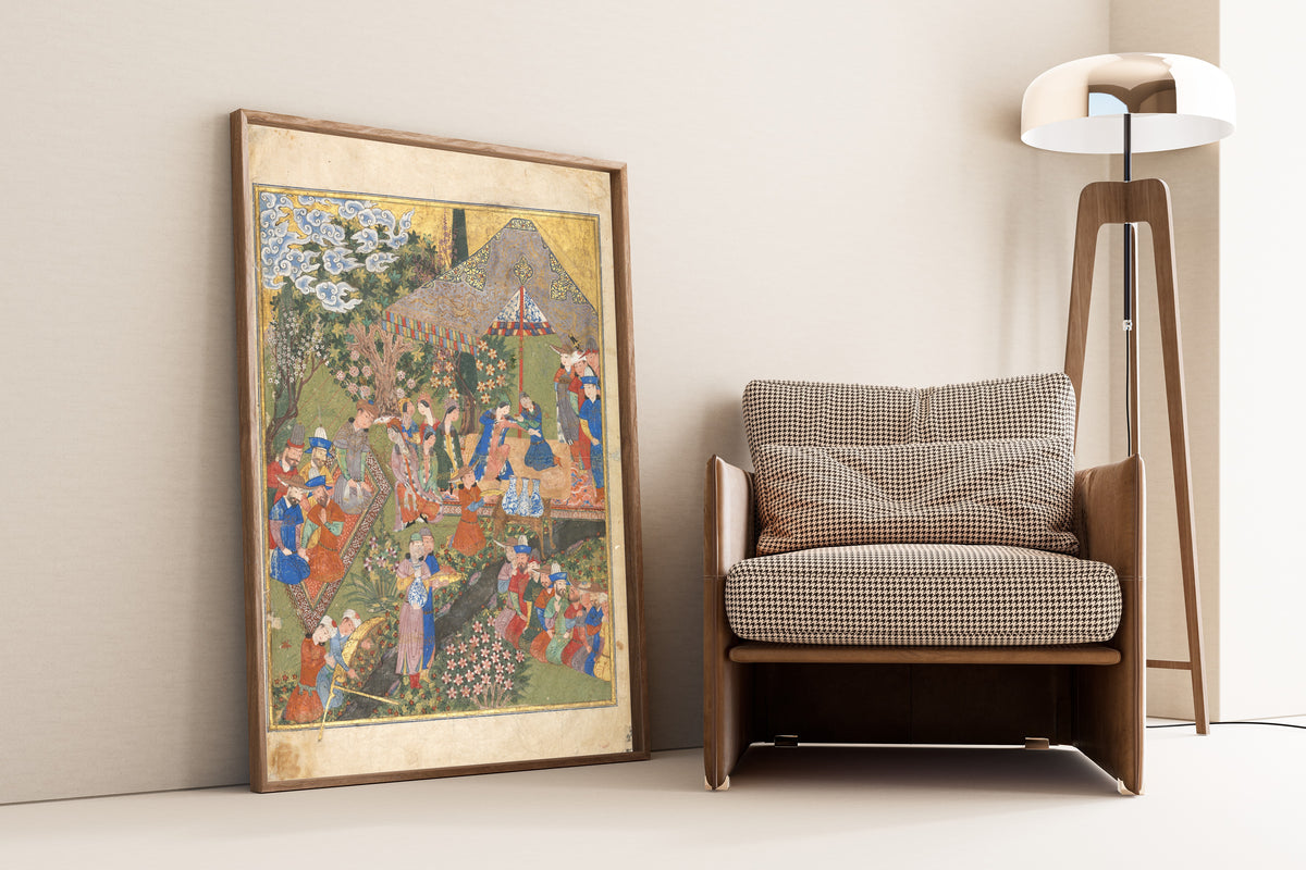 Shahnama Frontispiece: Royal Reception in a Landscape | Persian Miniature Art Print