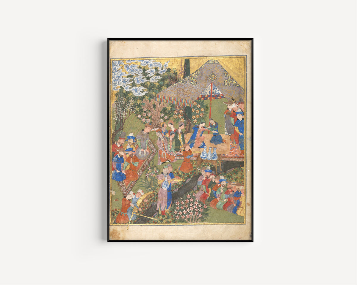 Shahnama Frontispiece: Royal Reception in a Landscape | Persian Miniature Art Print