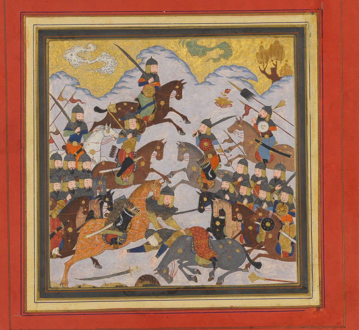 Shahnama: Rustam Seizes Afrasiyab by the Girdle and Lifts him from the Saddle | Islamic Manuscript Painting Print
