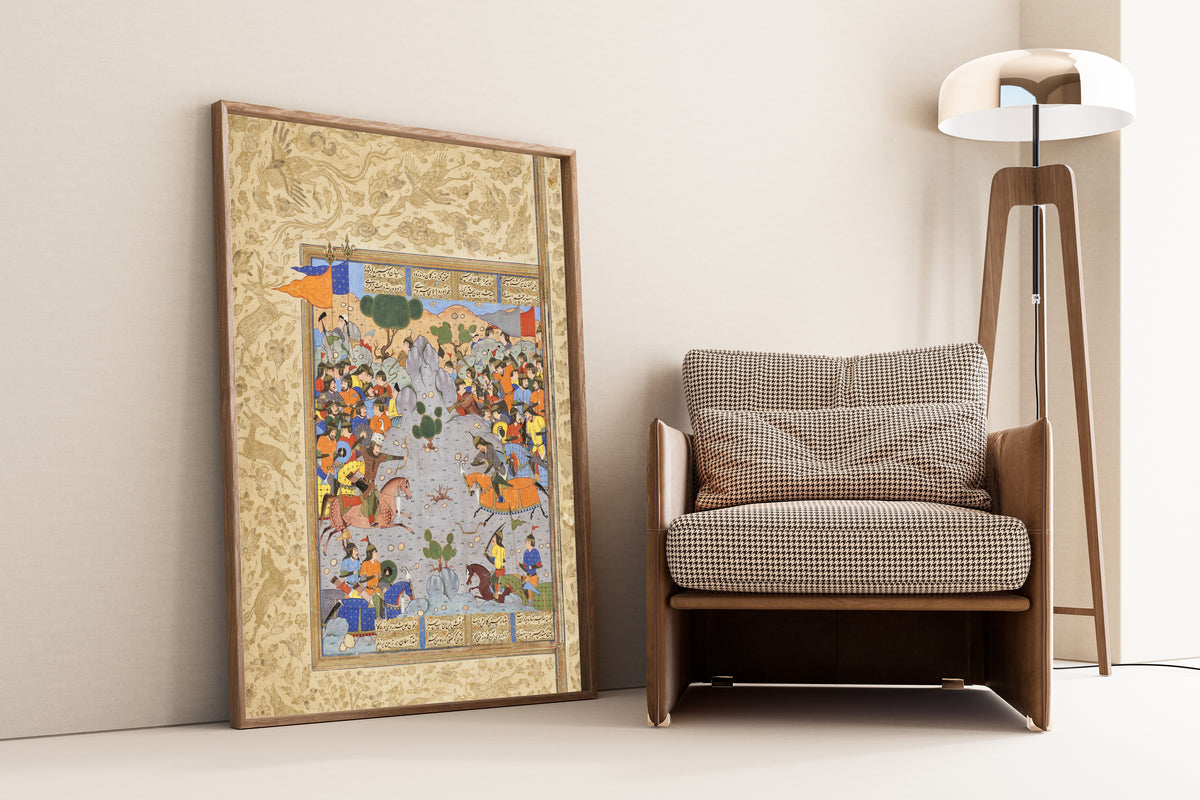 Shahnama: Rustam Shoots Isfandiyar in the Eye | Persian Miniature Art Print