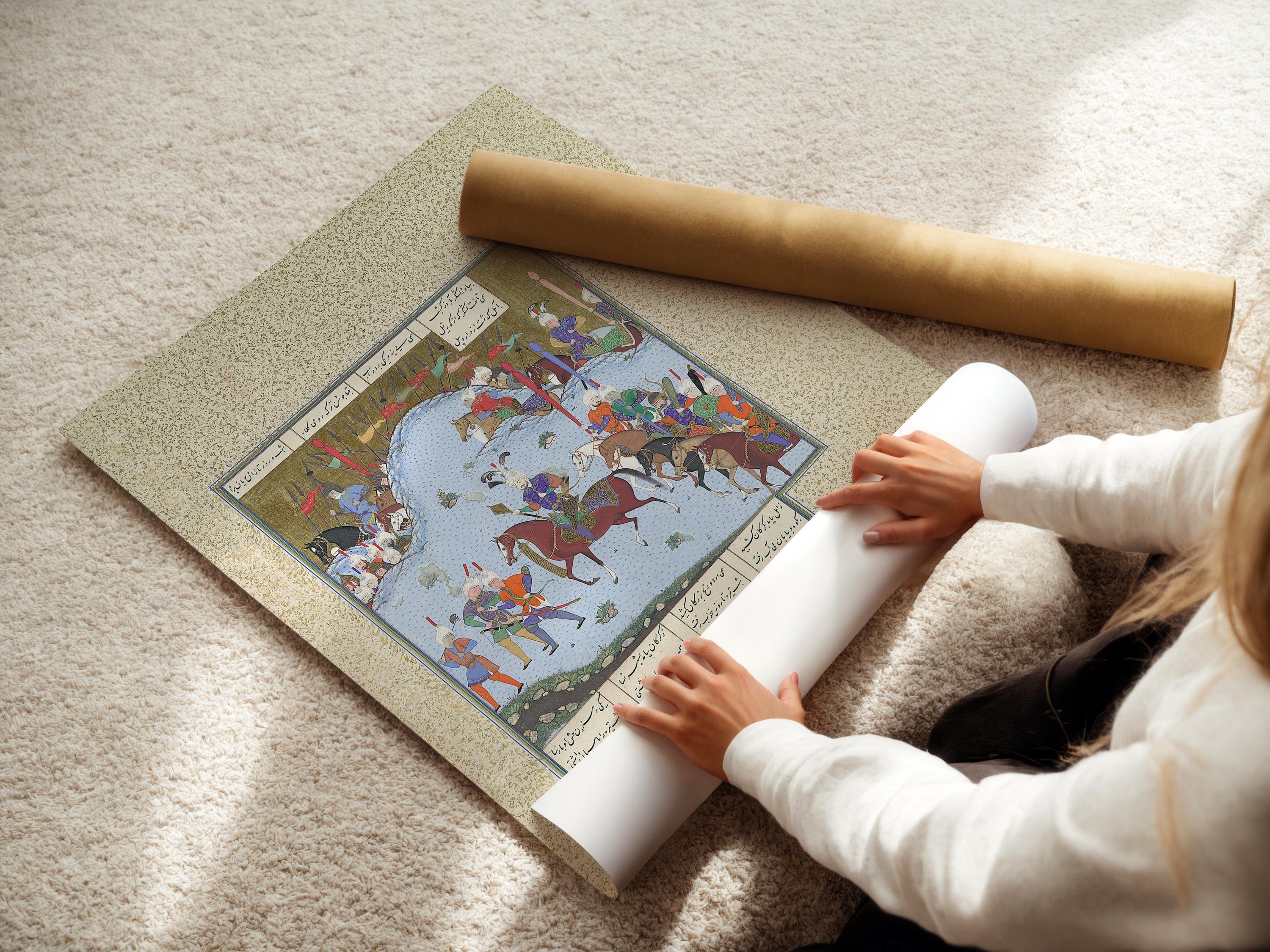 Shahnameh Giclee Art Print: Bahram Gur Persian Miniature (Framed & Unframed Available) - 9ArtPrints