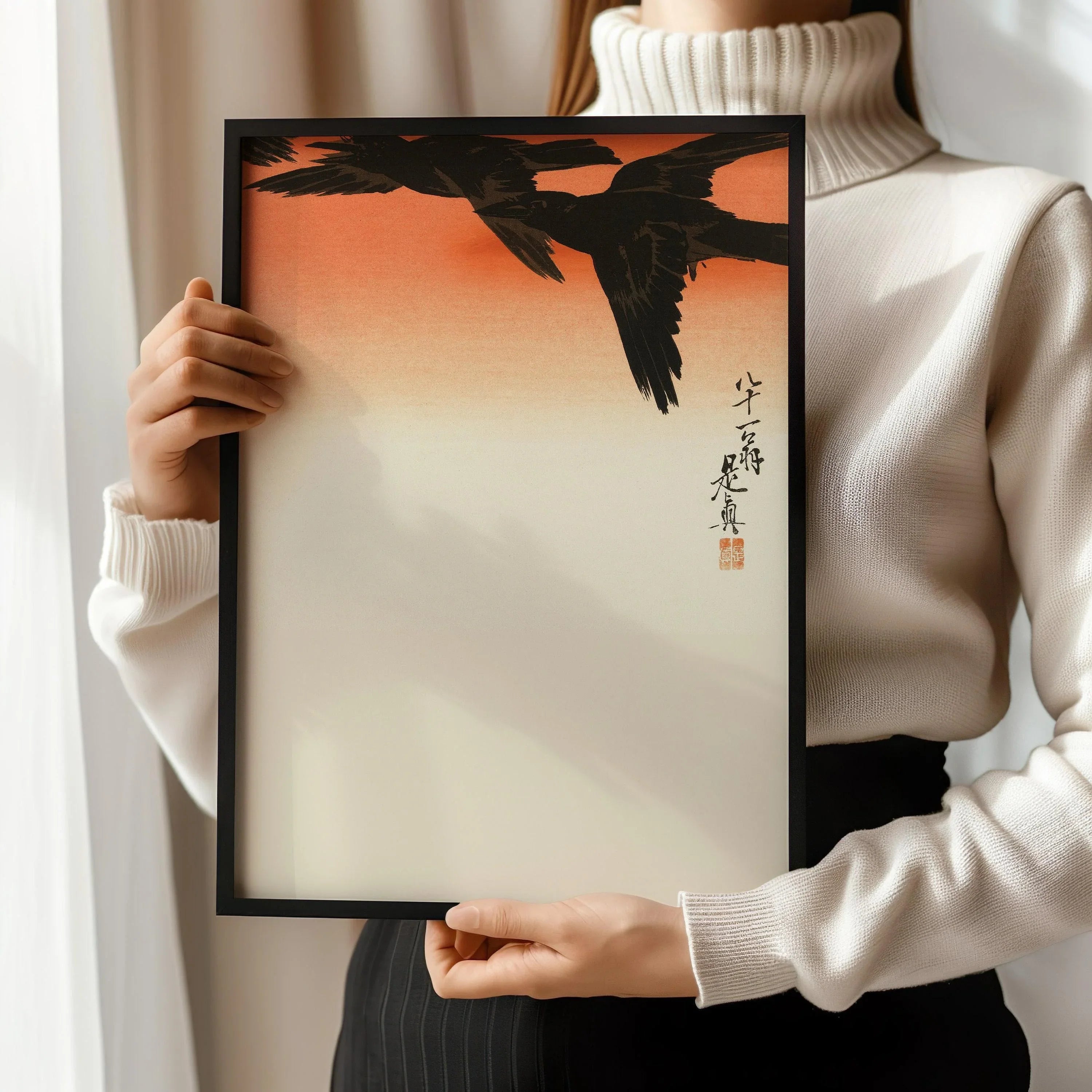 Shibata Zeshin - Crows at Dusk | PRINT | Vintage Japanese Woodblock Art (available handframed ready to hang or unframed) - 9ArtPrints