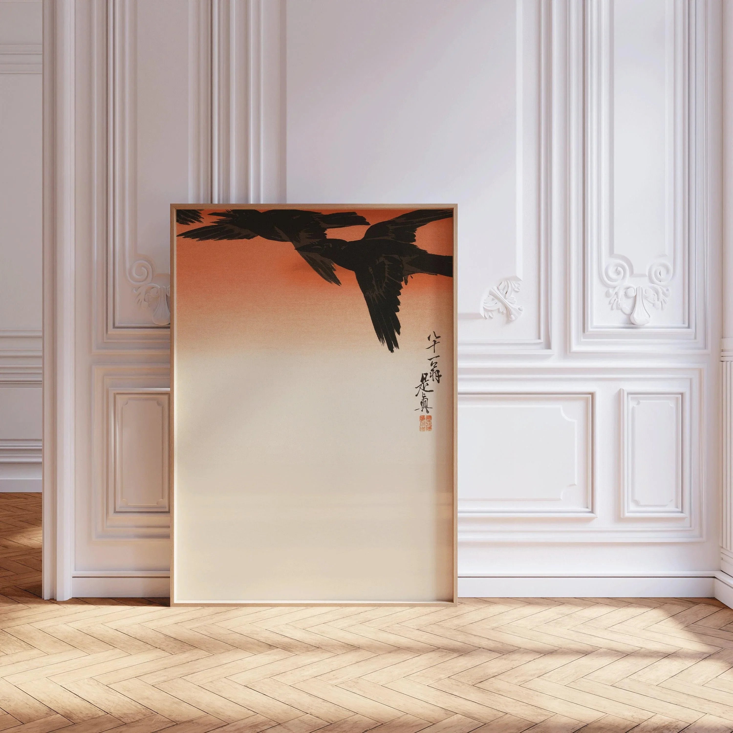 Shibata Zeshin - Crows at Dusk | PRINT | Vintage Japanese Woodblock Art (available handframed ready to hang or unframed) - 9ArtPrints