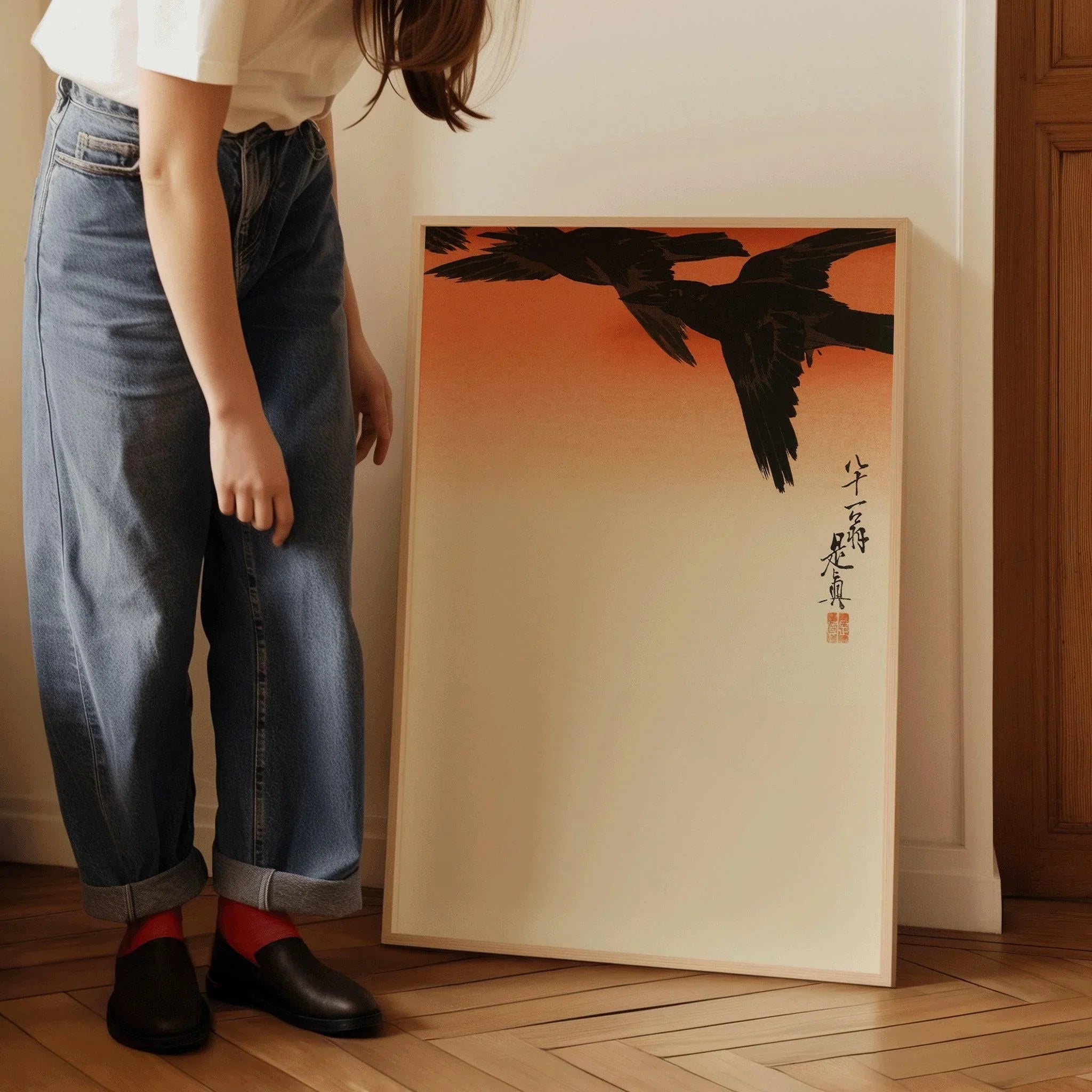 Shibata Zeshin - Crows at Dusk | PRINT | Vintage Japanese Woodblock Art (available handframed ready to hang or unframed) - 9ArtPrints