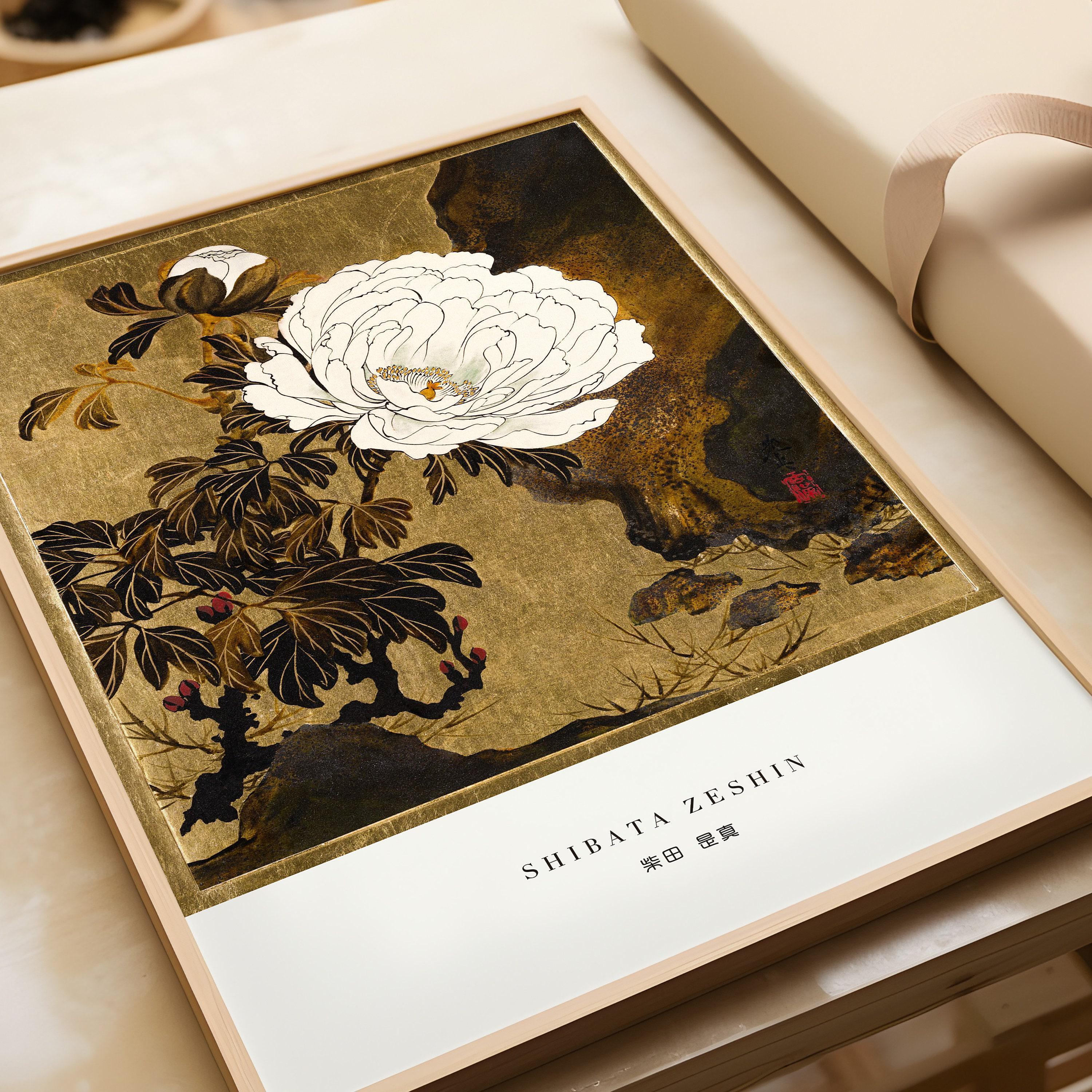 Shibata Zeshin - Peonies | PRINT | Vintage Japanese Woodblock Art (available handframed ready to hang or unframed) - 9ArtPrints