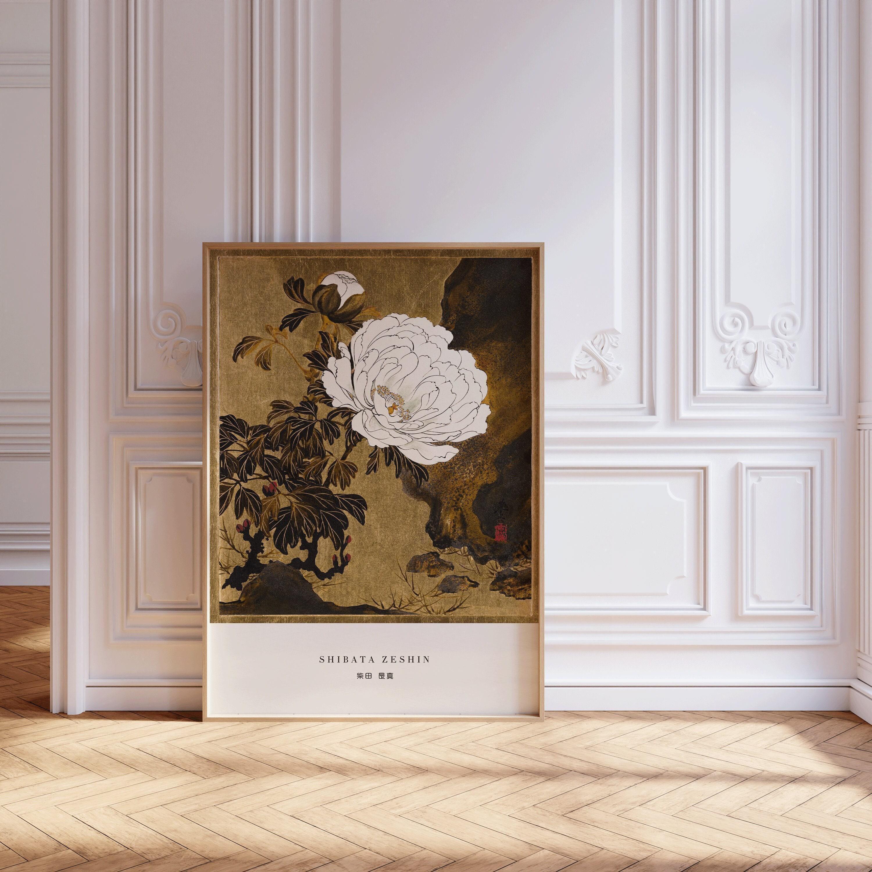 Shibata Zeshin Peonies Print: Vintage Japanese Woodblock Art - 9ArtPrints