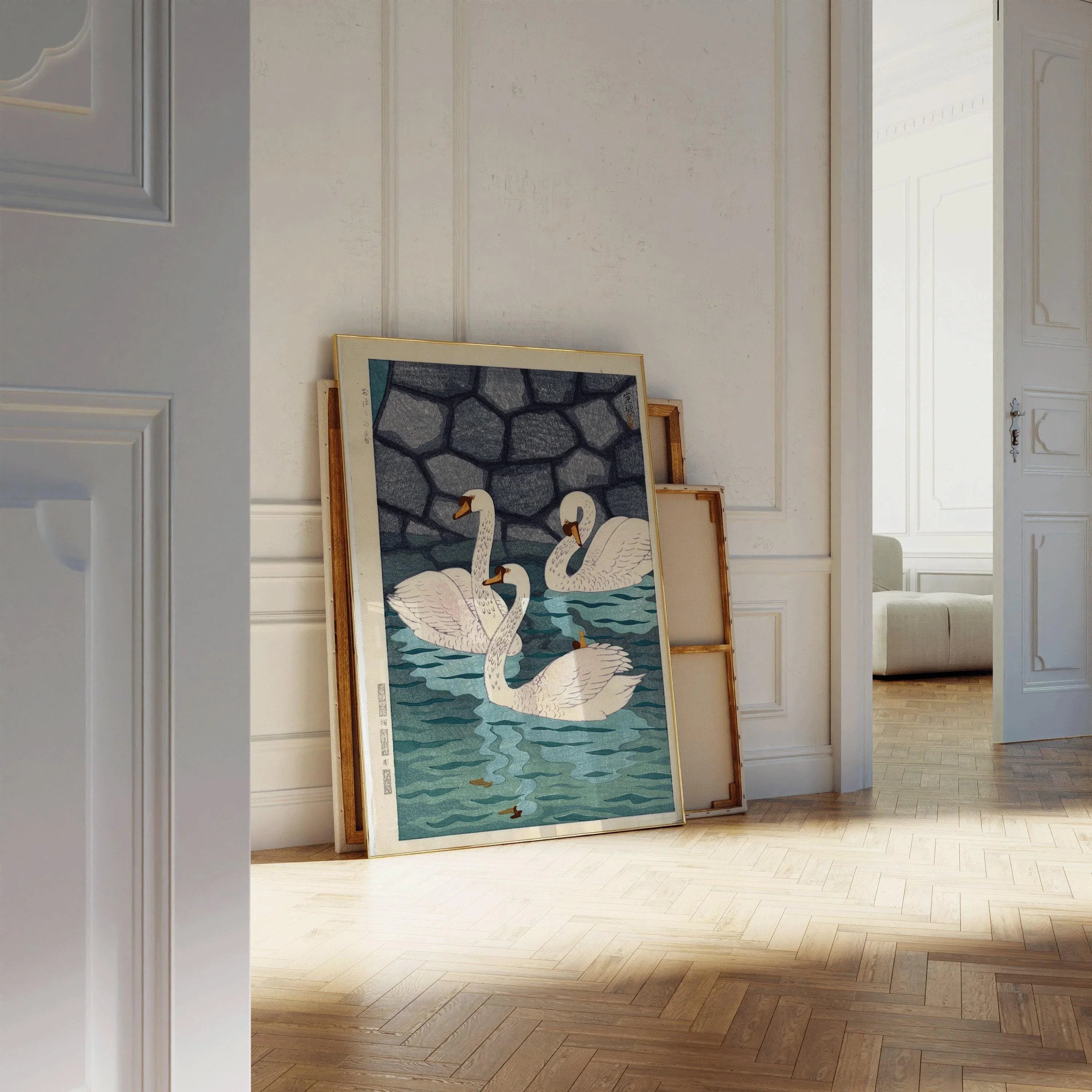 Shiro Kasamatsu Spring Moat Giclee Print: Japanese Woodblock Art (Framed Available) - 9ArtPrints