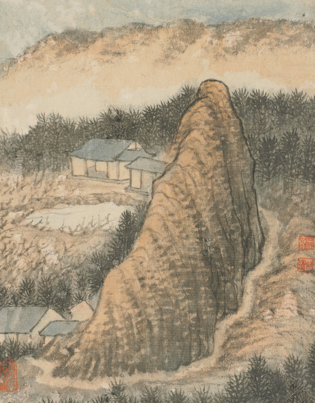 Shitao — Reminiscences of Qinhuai River (Tall Ochre Peak) | Chinese Ink Painting Art Print