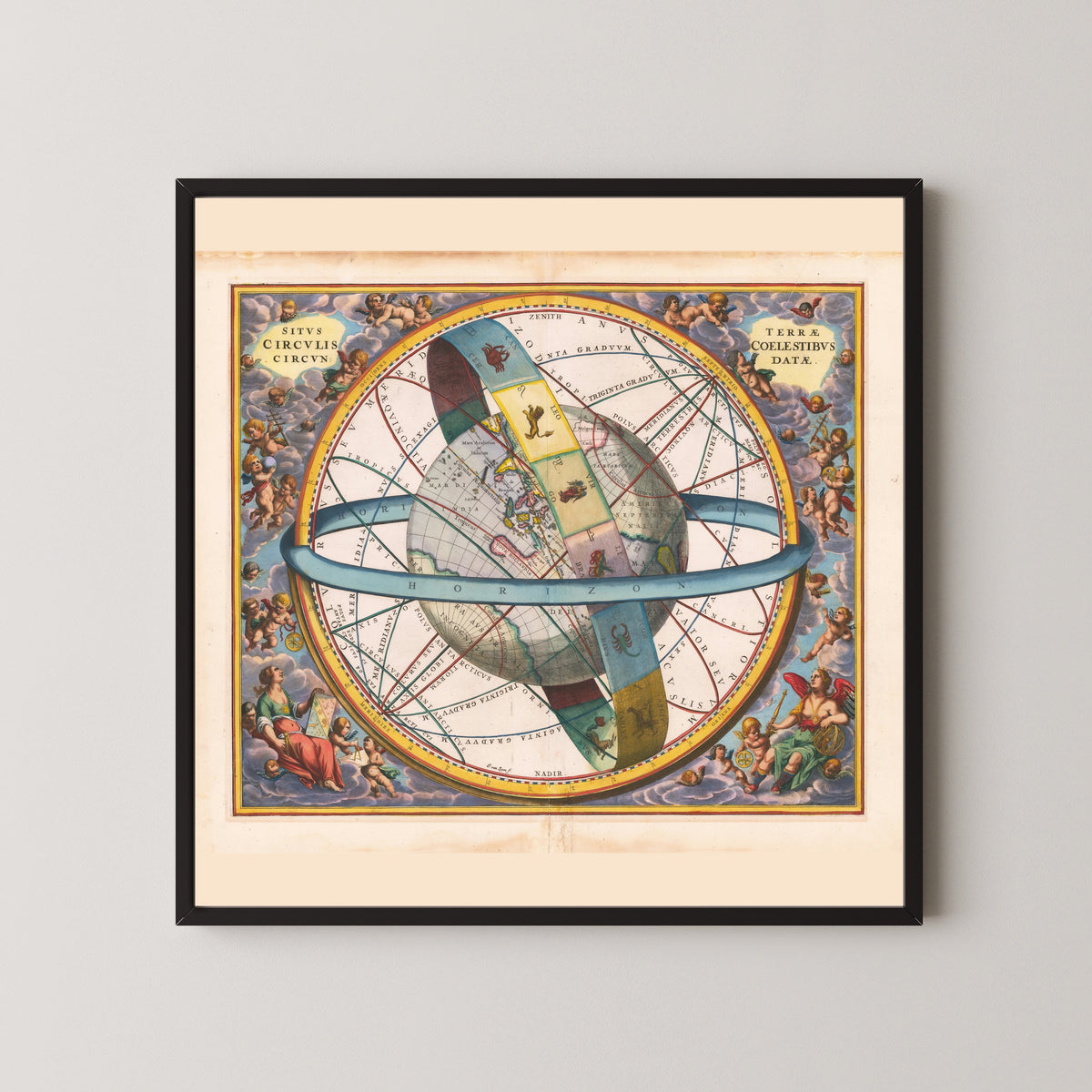 Andreas Cellarius — The Earth Encircled by the Celestial Circles (Plate 7) | Celestial Map Print