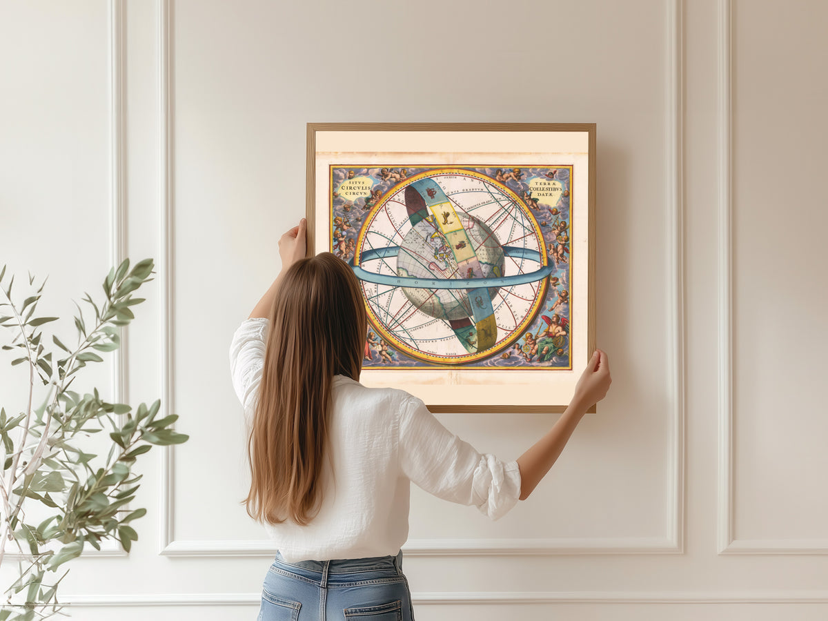 Andreas Cellarius — The Earth Encircled by the Celestial Circles (Plate 7) | Celestial Map Print