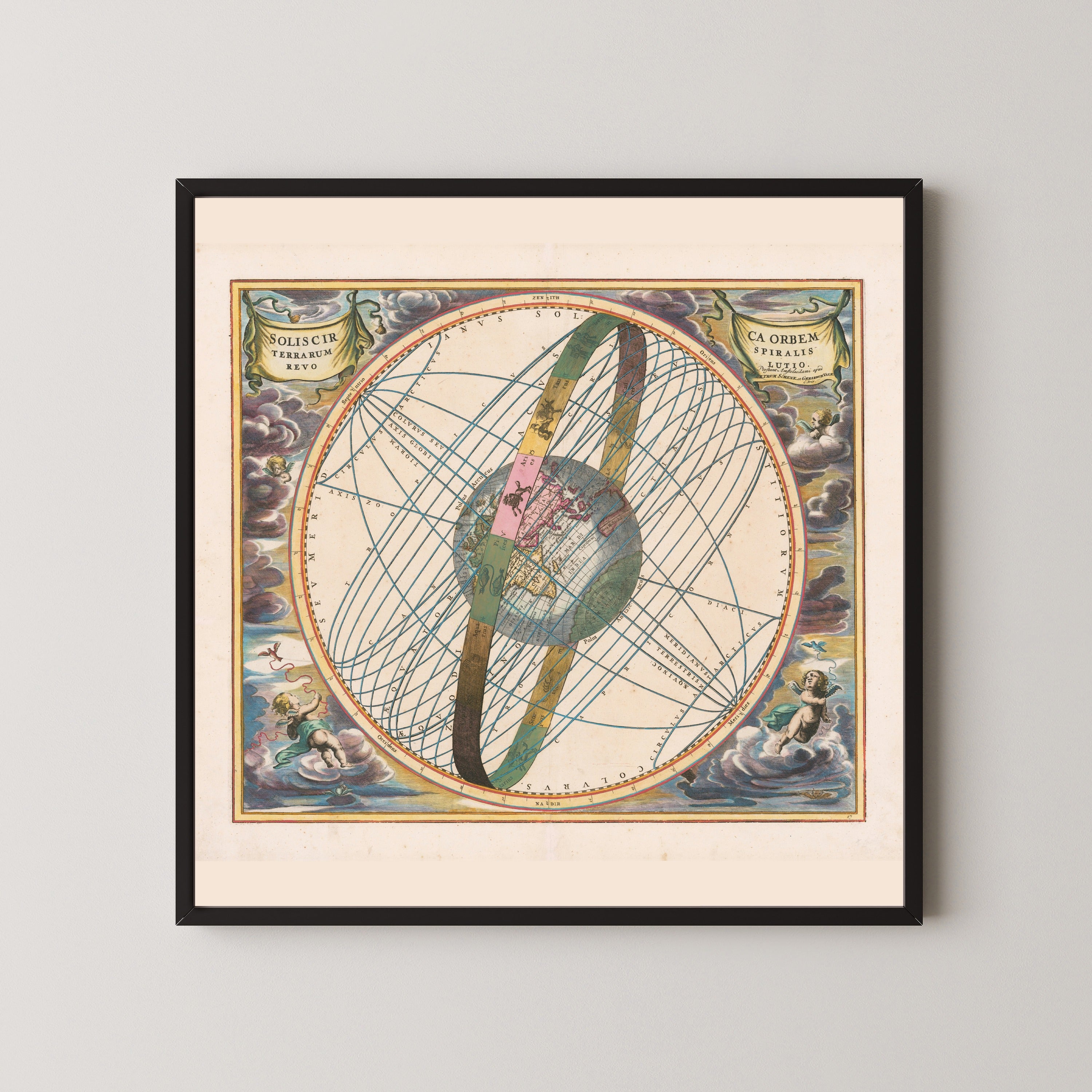 Andreas Cellarius — The Spiral Revolution of the Sun about the Earth (Plate 17) | Celestial Map Print