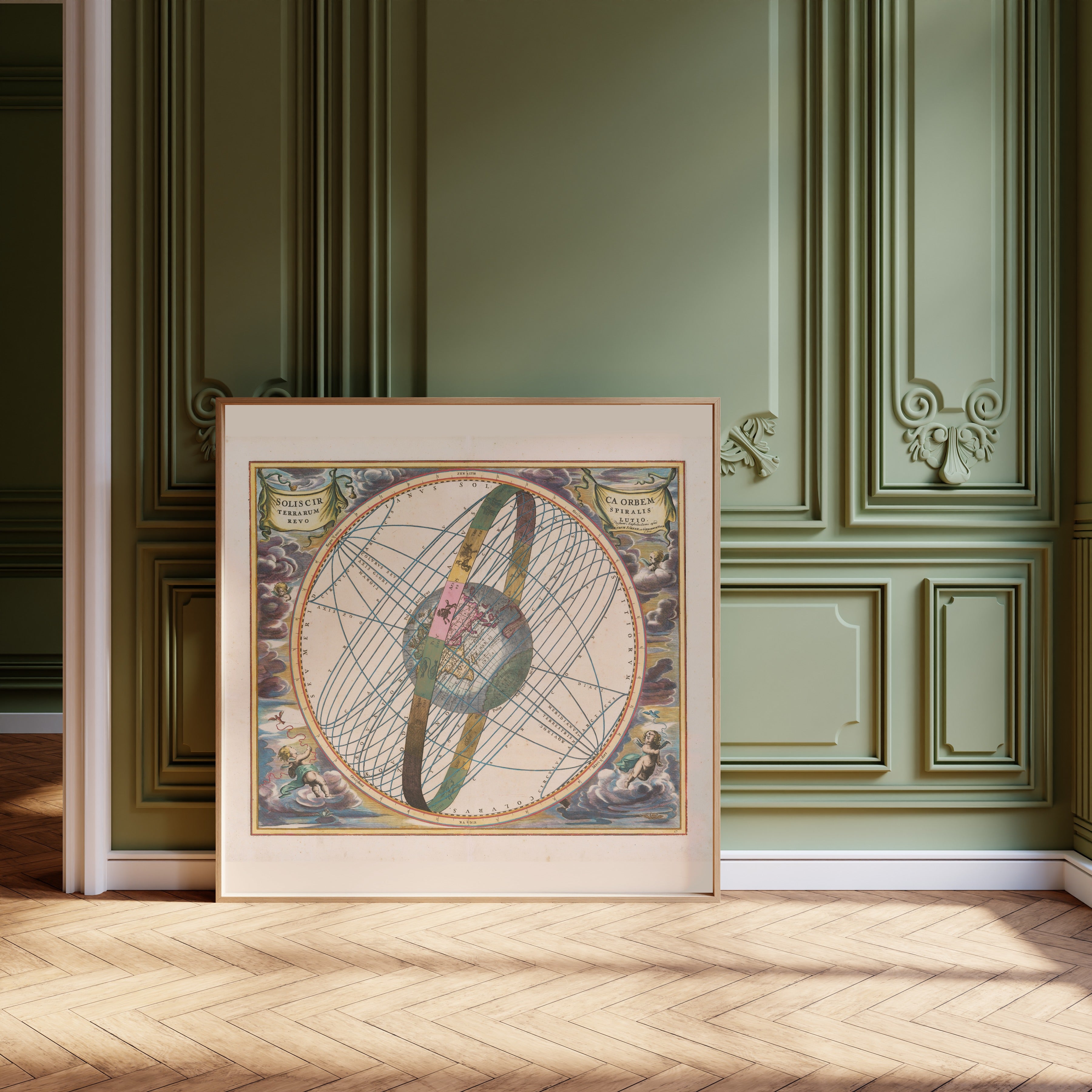 Andreas Cellarius — The Spiral Revolution of the Sun about the Earth (Plate 17) | Celestial Map Print