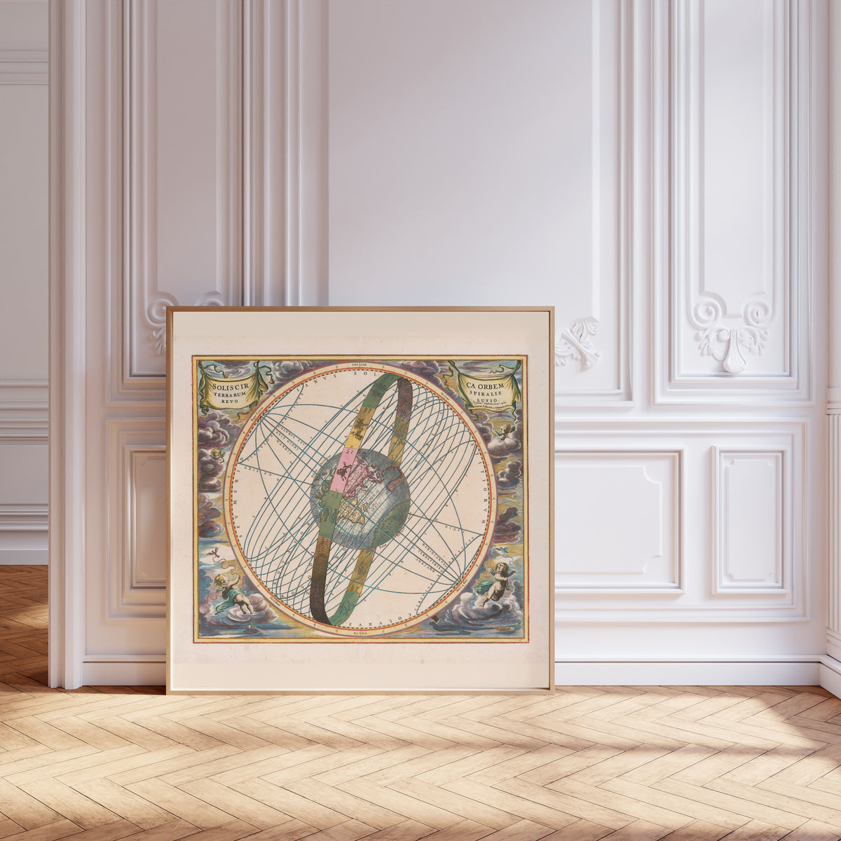 Andreas Cellarius — The Spiral Revolution of the Sun about the Earth (Plate 17) | Celestial Map Print