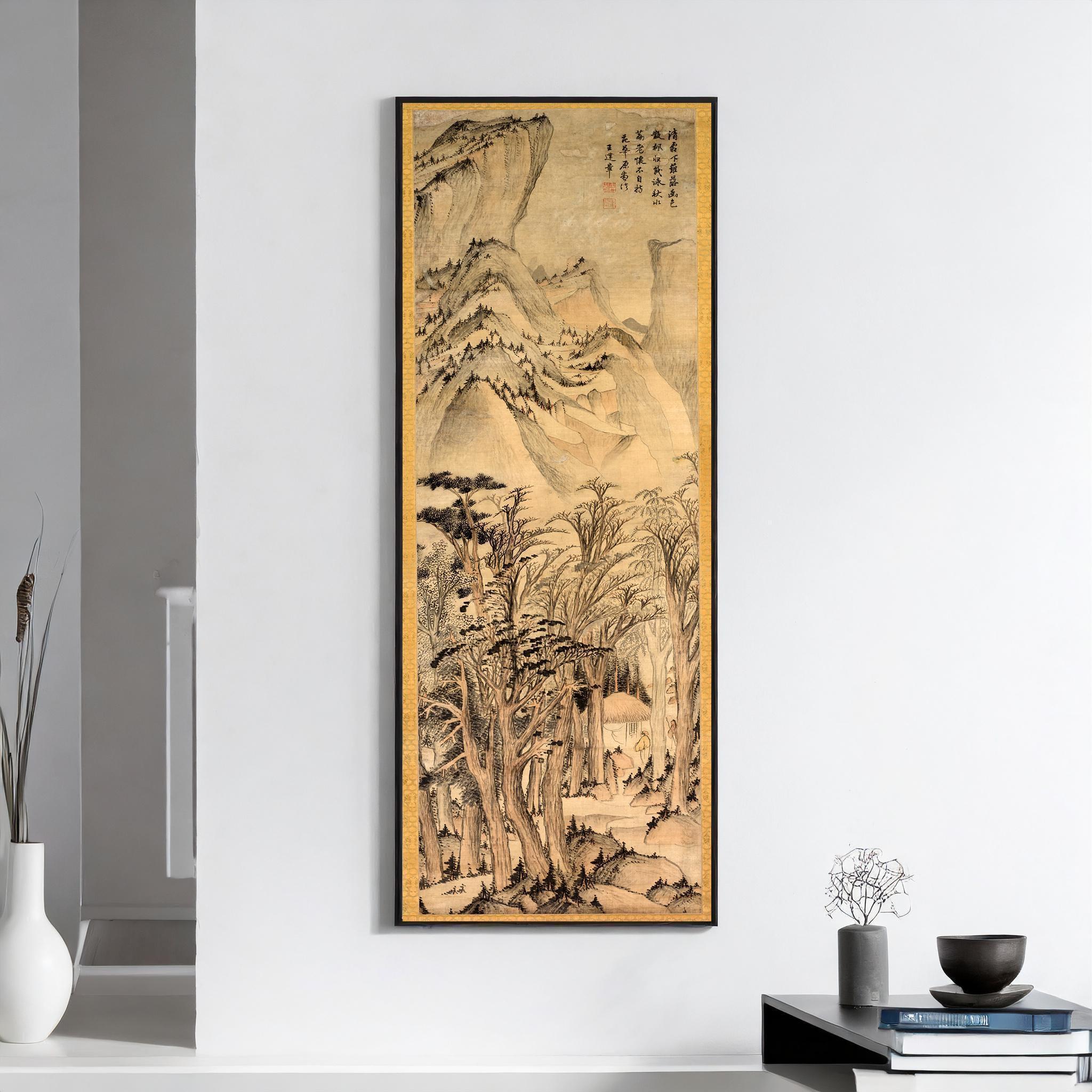 Solitary Colours of the Autumn Woods - Wang Jianzhang | PRINT | A Stunning Chinese Artwork in Warm Sepia available framed 3x1 - 9ArtPrints
