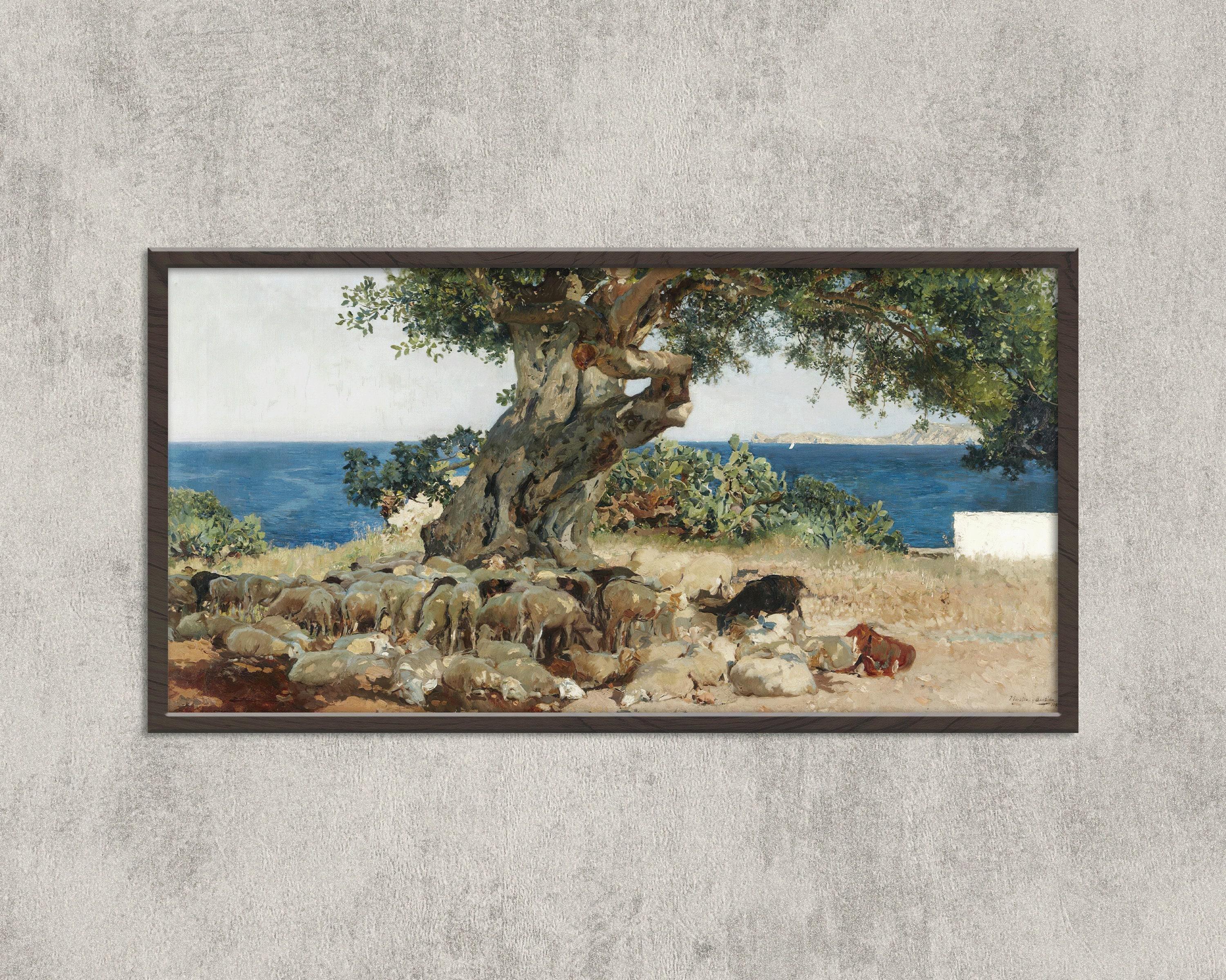 Sorolla Algarrobo Carob Tree Print: Impressionist Panoramic Art (2x1) - 9ArtPrints