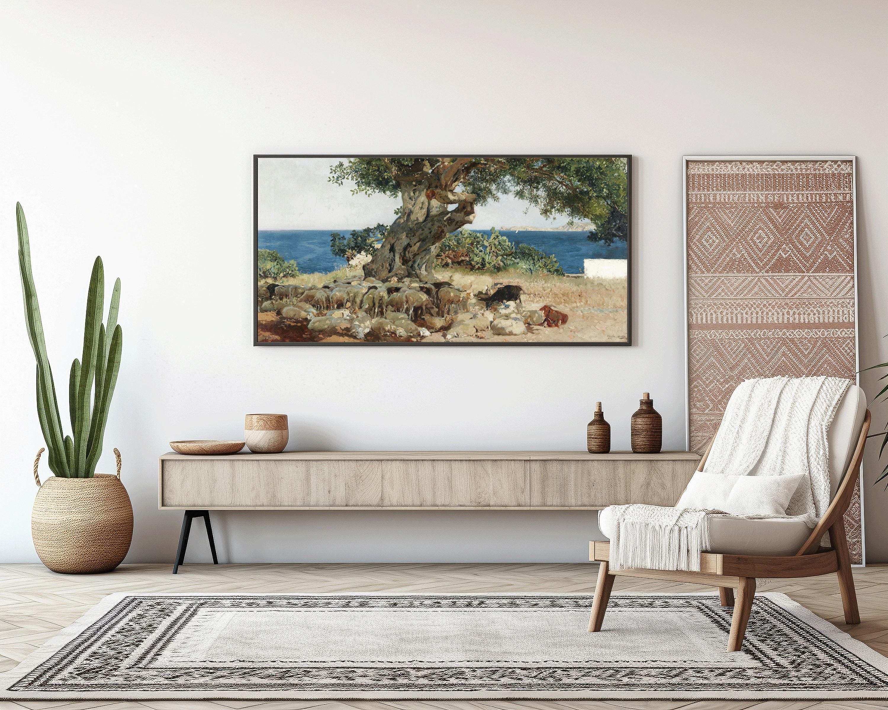 Sorolla Algarrobo Carob Tree Print: Impressionist Panoramic Art (2x1) - 9ArtPrints