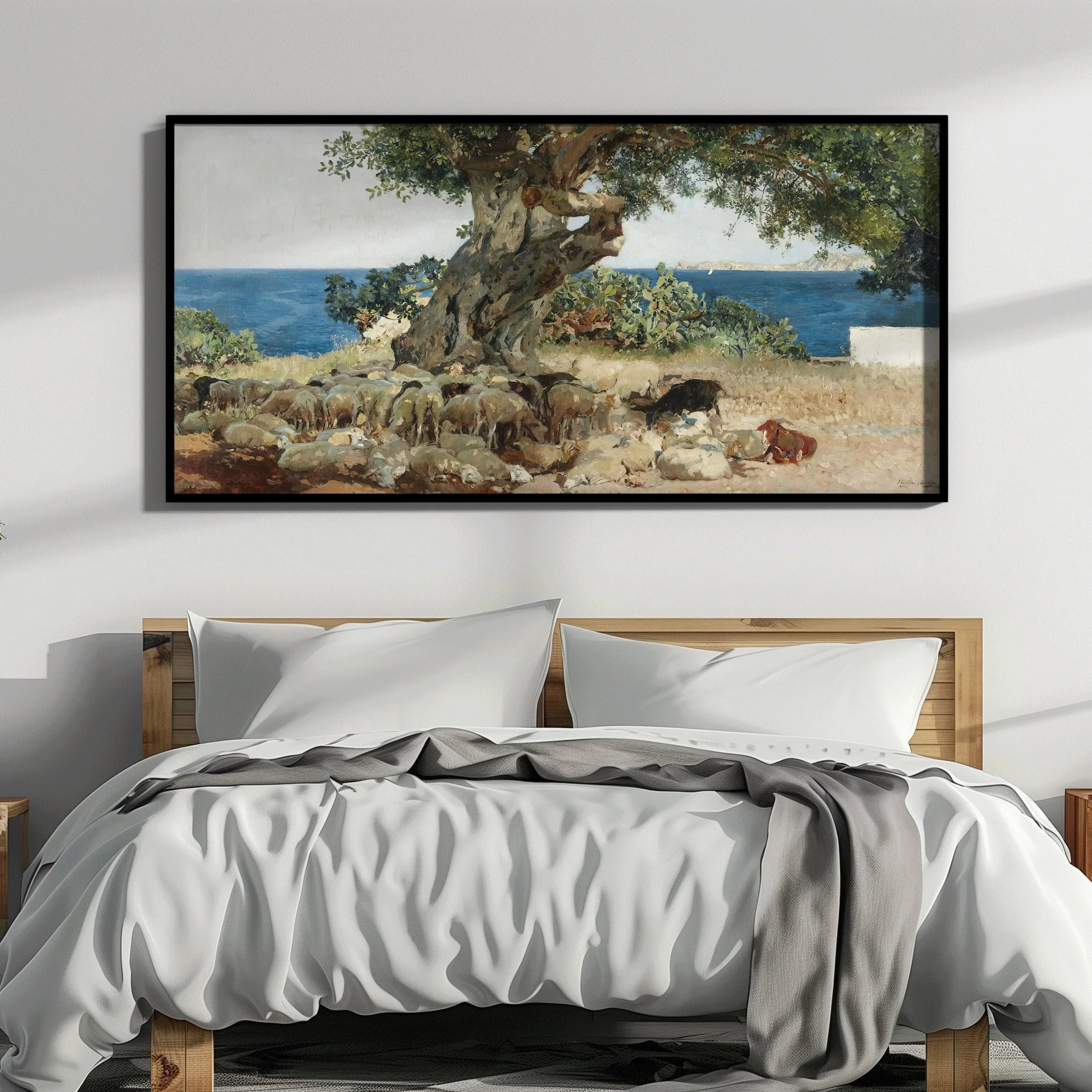 Sorolla Algarrobo Carob Tree Print: Impressionist Panoramic Art (2x1) - 9ArtPrints