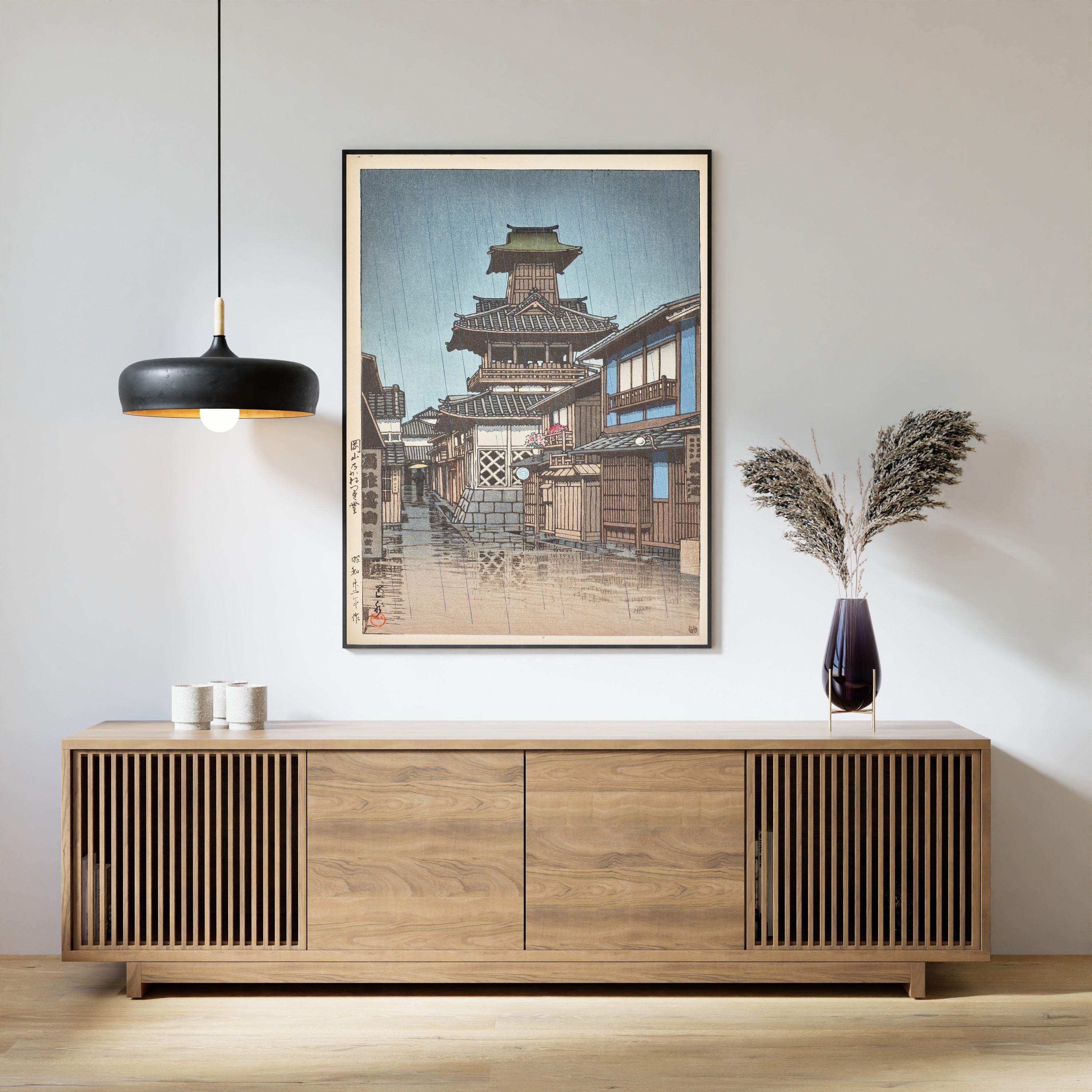 Kawase Hasui — Bell Tower at Okayama | Japanese Woodblock Print (Shin Hanga)
