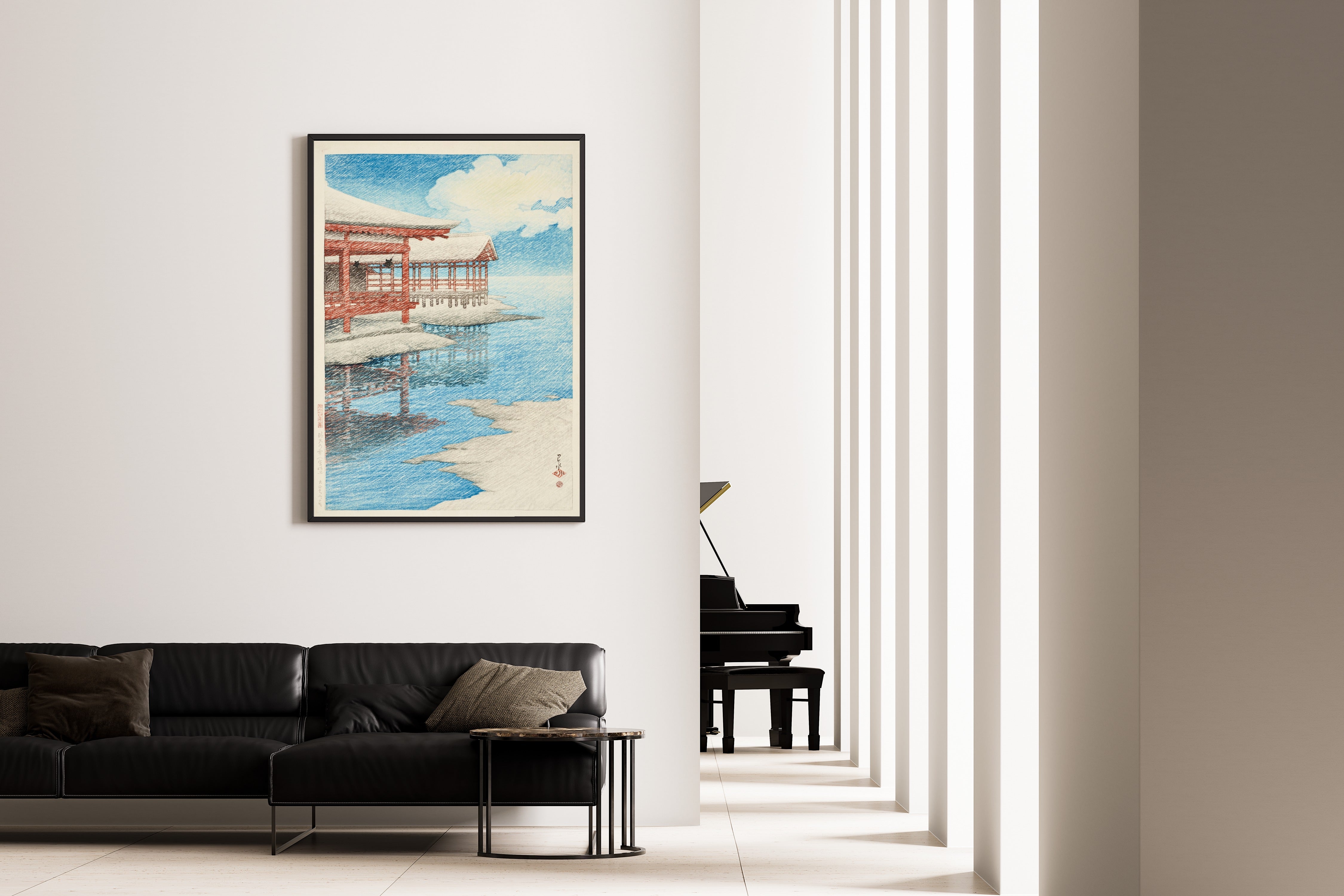 Kawase Hasui — A Fine Winter's Sky at Miyajima | Japanese Woodblock Print (Shin Hanga)