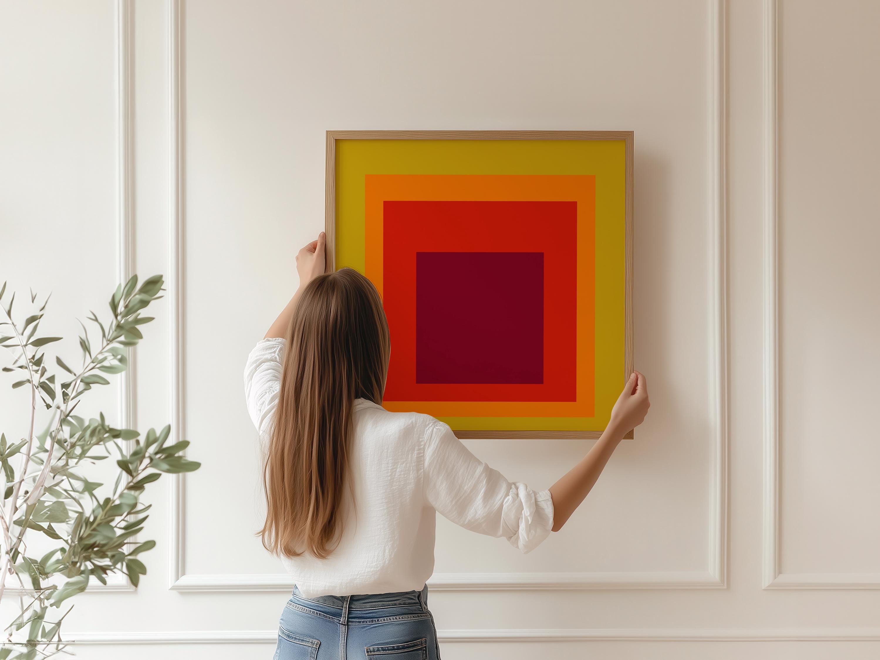 Split Peach - Josef Albers Inspired 'Homage to the Square' Giclée Print: Mid - Century Modern Art - 9ArtPrints