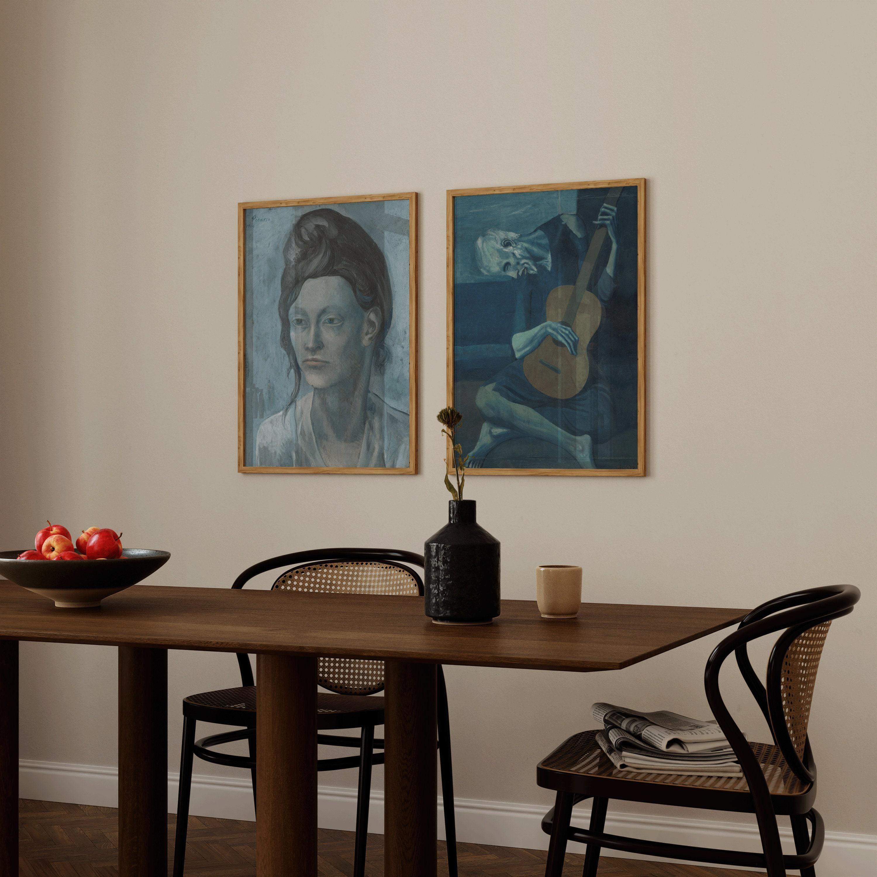 STATEMENT DUO Art Pablo Picasso Prints - Woman with a Helmet of Hair and The Old Guitarist | Blue Gallery Wall Art available framed - 9ArtPrints