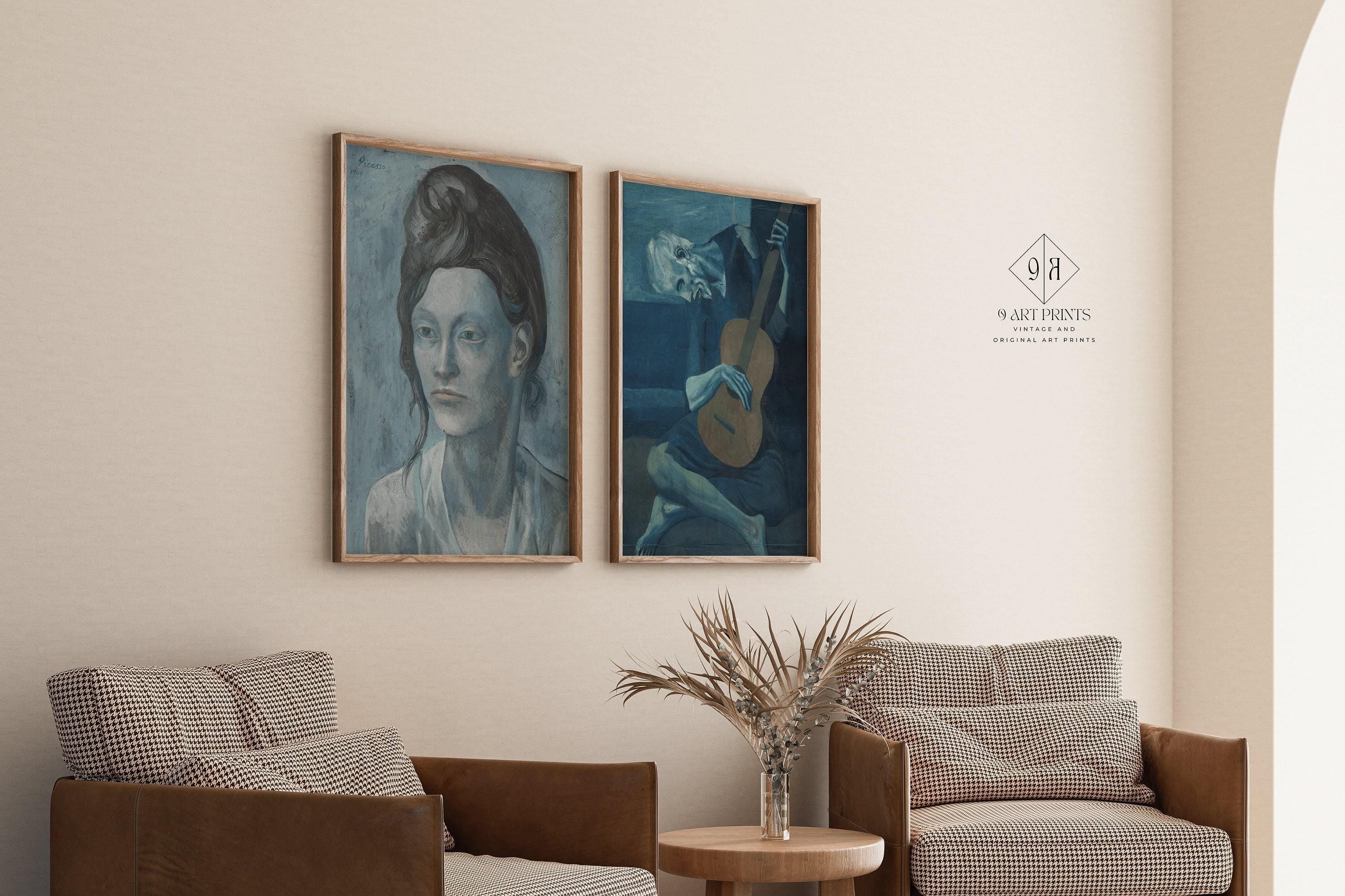 STATEMENT DUO Art Pablo Picasso Prints - Woman with a Helmet of Hair and The Old Guitarist | Blue Gallery Wall Art available framed - 9ArtPrints