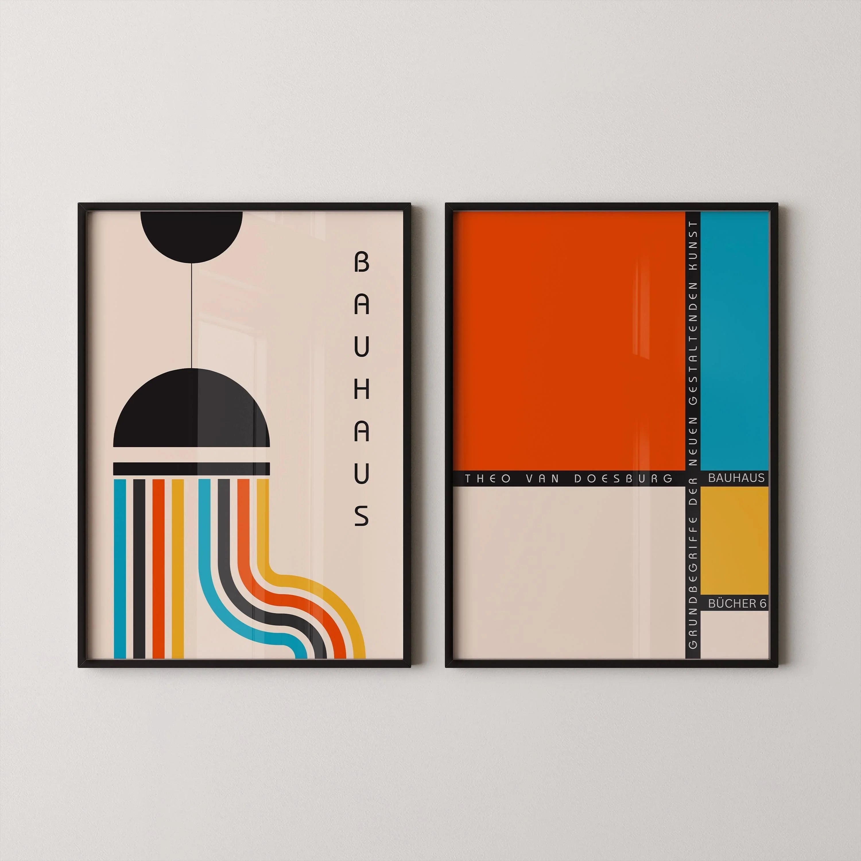 STATEMENT DUO Colourful Bauhaus | | Mid - Century Modern Art Print Posters | available framed - 9ArtPrints