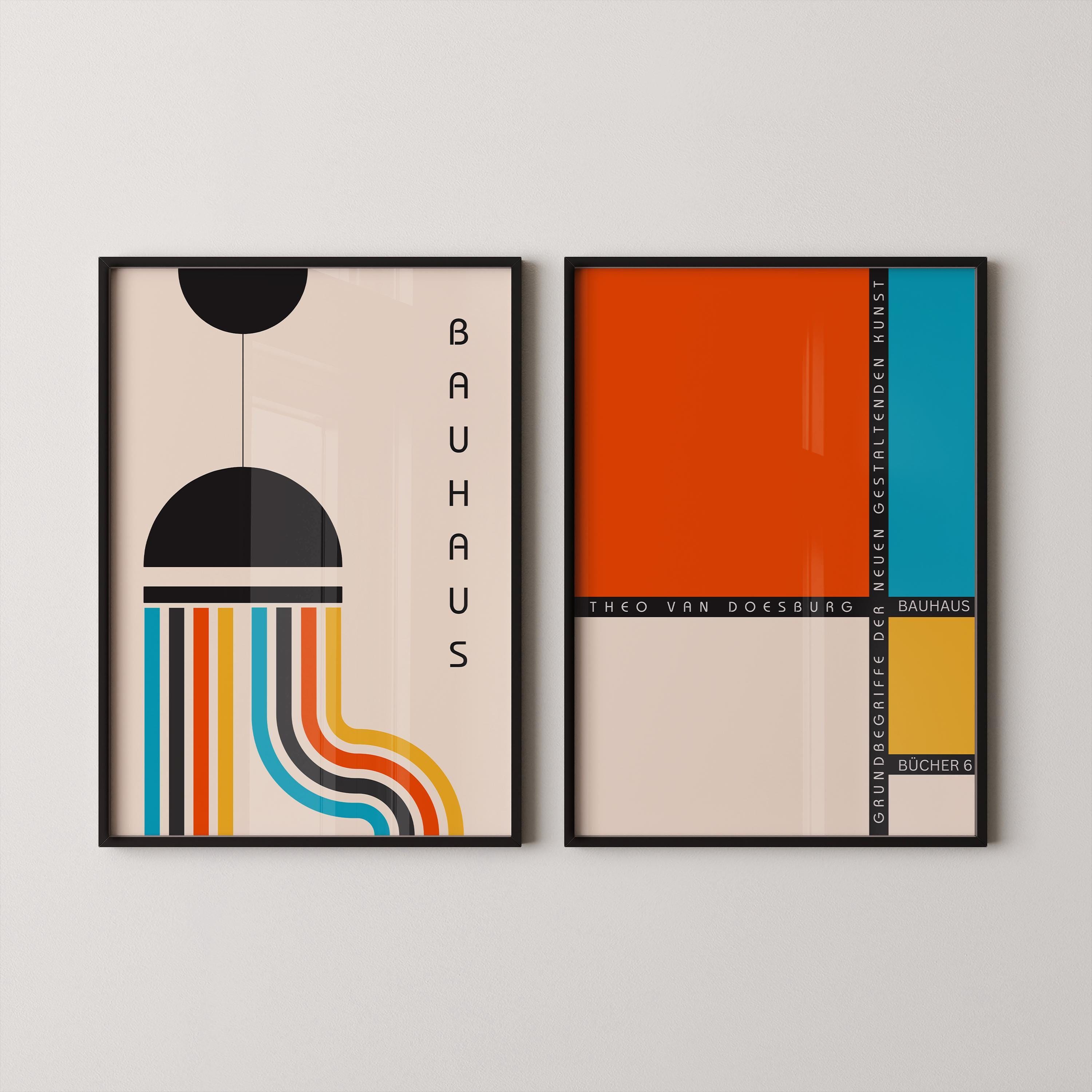STATEMENT DUO Colourful Bauhaus | | Mid - Century Modern Art Print Posters | available framed - 9ArtPrints