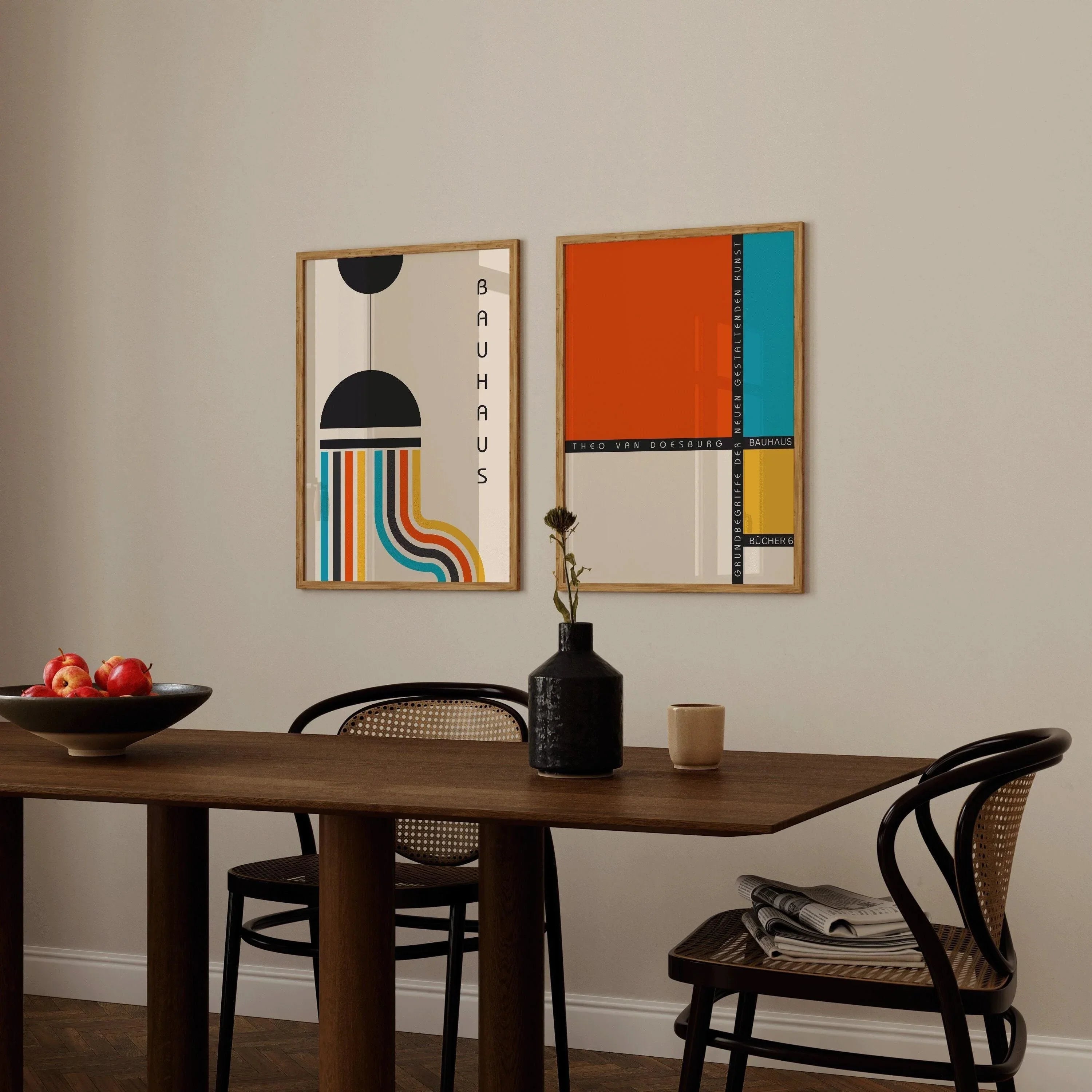 STATEMENT DUO Colourful Bauhaus | | Mid - Century Modern Art Print Posters | available framed - 9ArtPrints