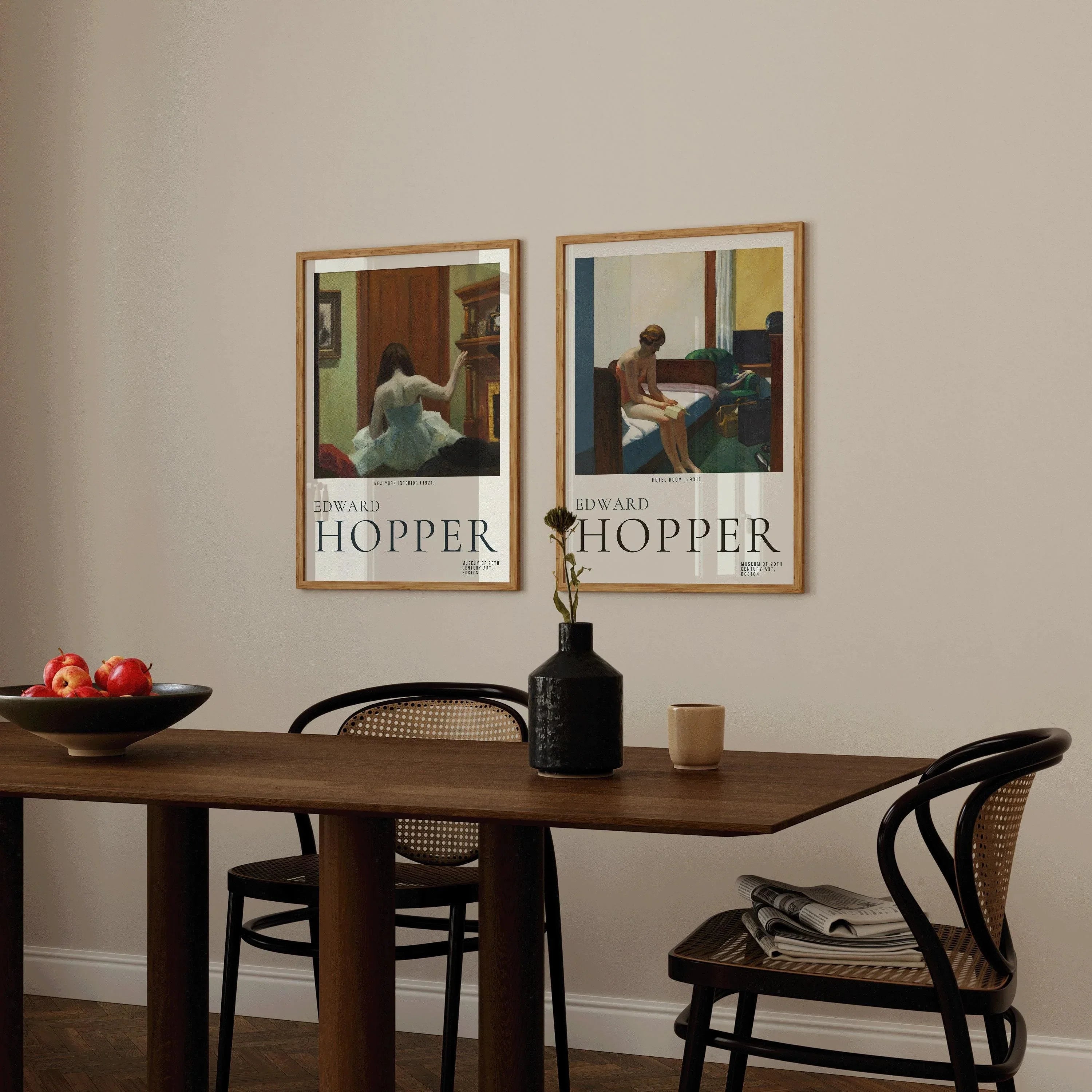 STATEMENT DUO Edward Hopper Prints New York Interior and Hotel Room | | Museum Posters American Realist Art available framed - 9ArtPrints