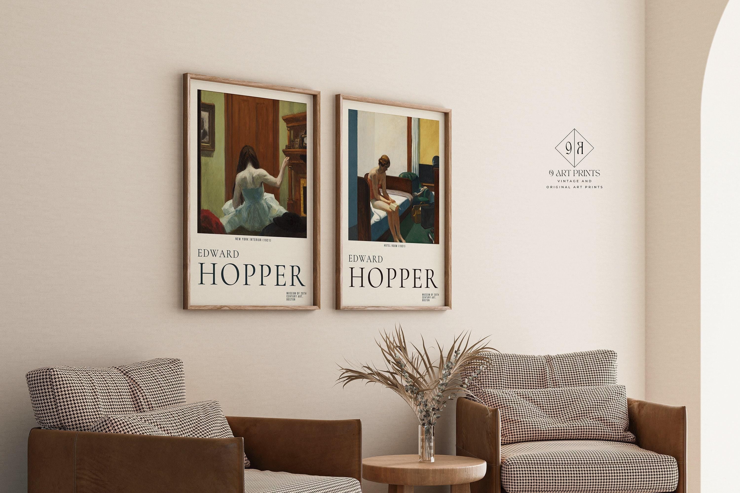 STATEMENT DUO Edward Hopper Prints New York Interior and Hotel Room | | Museum Posters American Realist Art available framed - 9ArtPrints