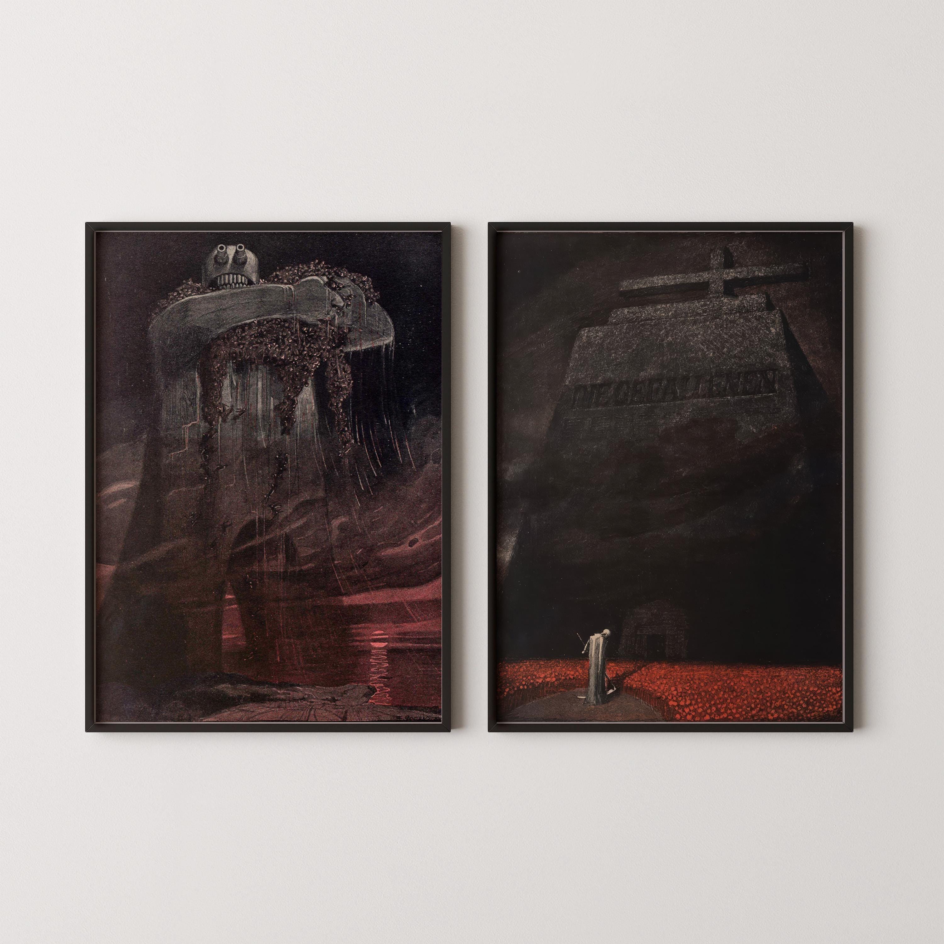 STATEMENT DUO Fritz Gareis – The 20th Century & The Fallen| Haunting World War 1 Expressionist Dark Symbolist Art Available Framed - 9ArtPrints