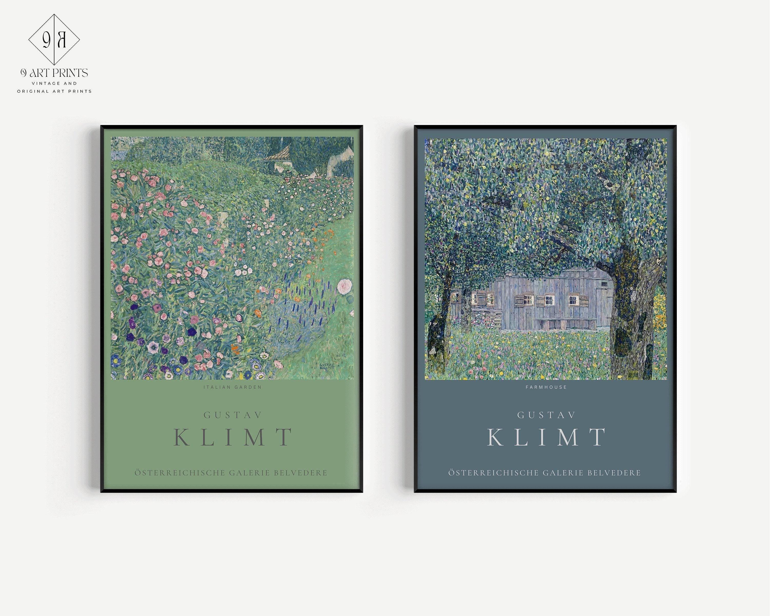 STATEMENT DUO Gustav Klimt Prints - Farmhouse and Italian Garden | | Museum Exhibition Art Posters available framed - 9ArtPrints