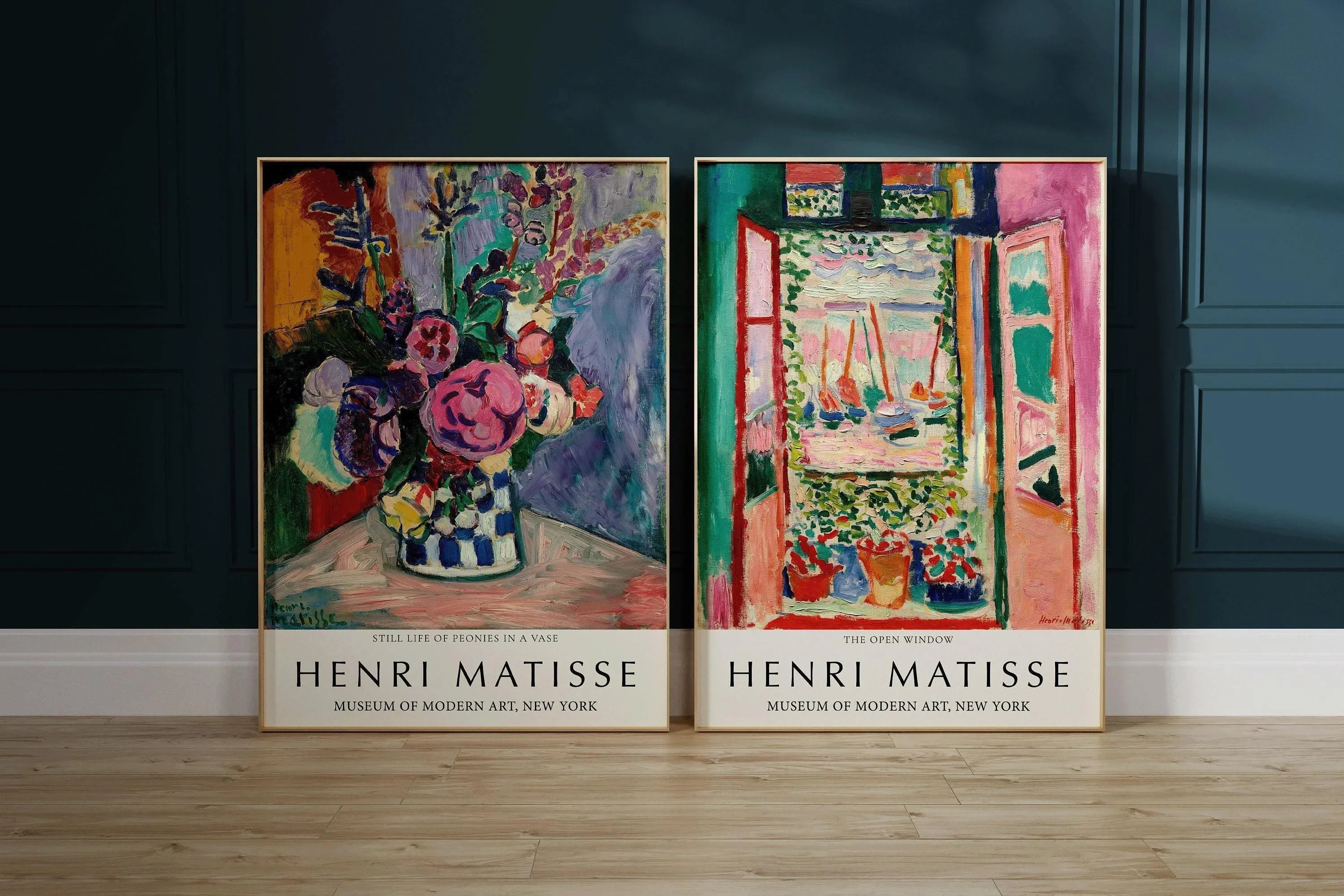 STATEMENT DUO Henri Matisse Prints - Still Life with Peonies and Open Window Collioure | Museum Art Posters available framed - 9ArtPrints